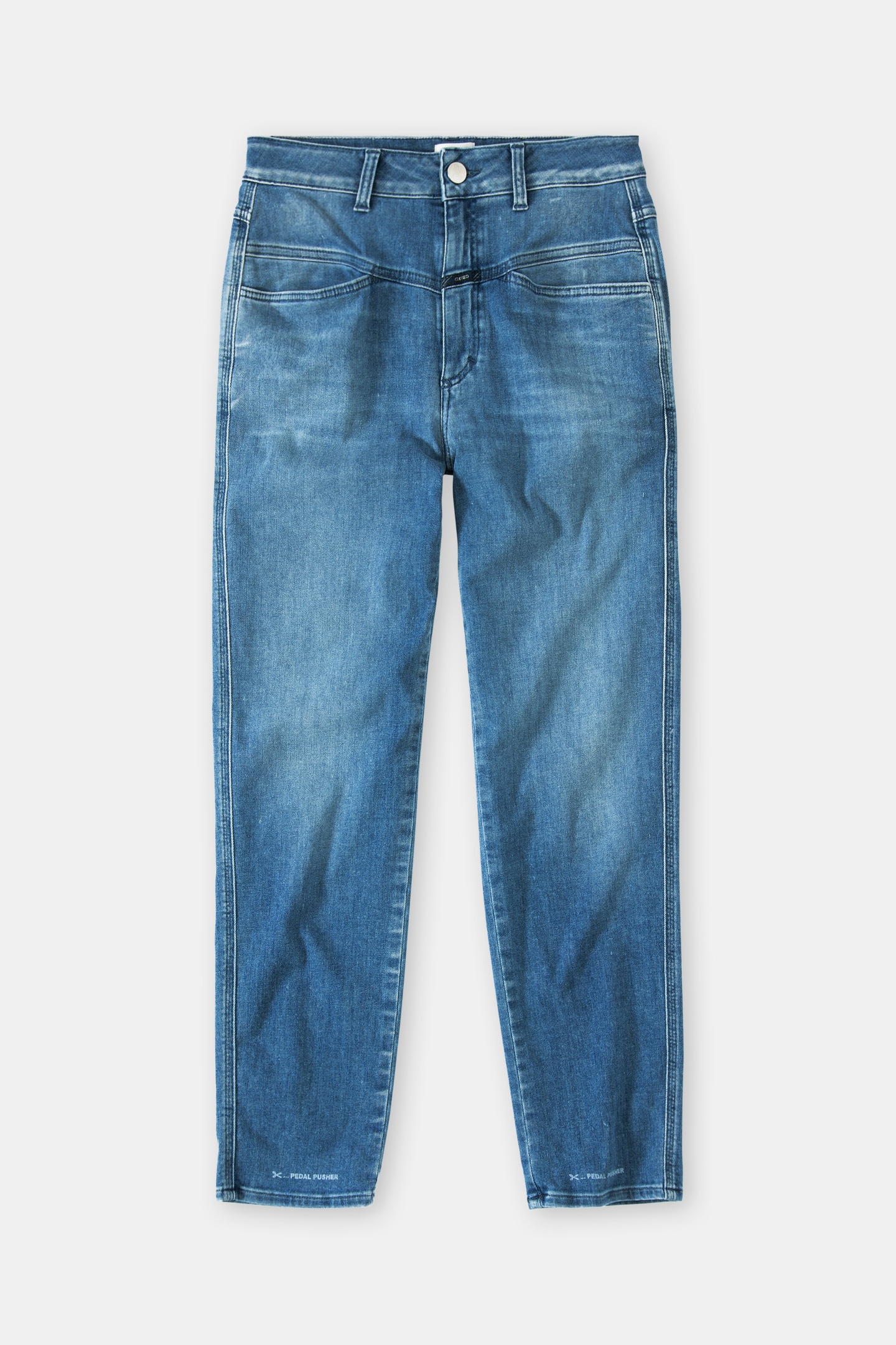 Closed Pedal Pusher Mid Blue Maat: W26L32 | Straight Broeken Outlet | Dames | Blauw
