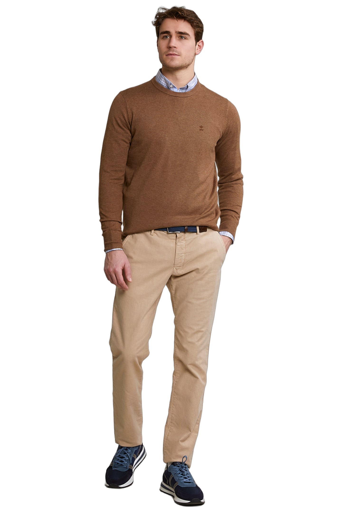 CUSTOM FIT CHECKED SHIRT BLUE/BEIGE 2