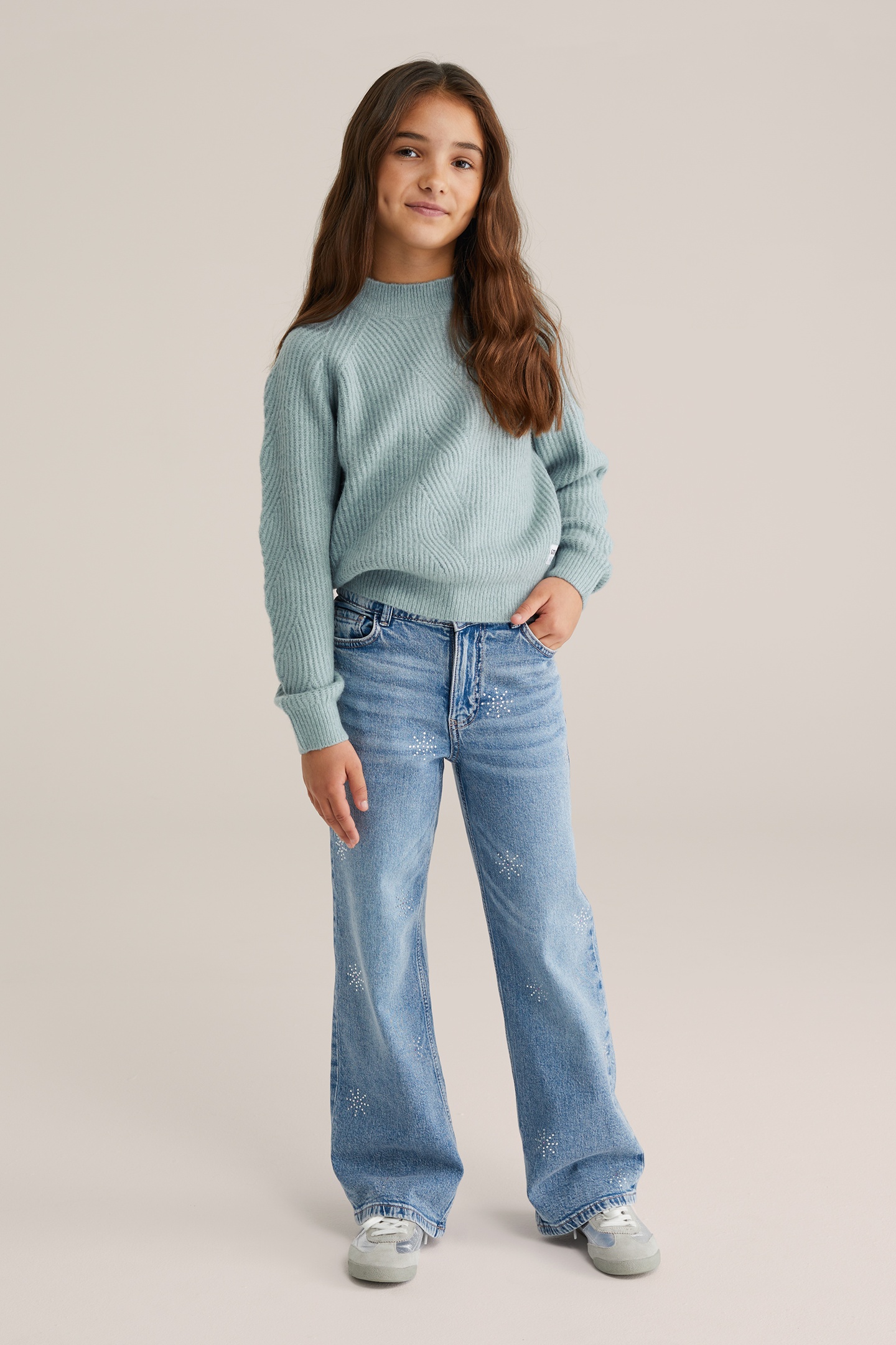 We Fashion Knitted Pullover Ice Blue Maat: 122/128 | Truien Outlet | Unisex | Blauw