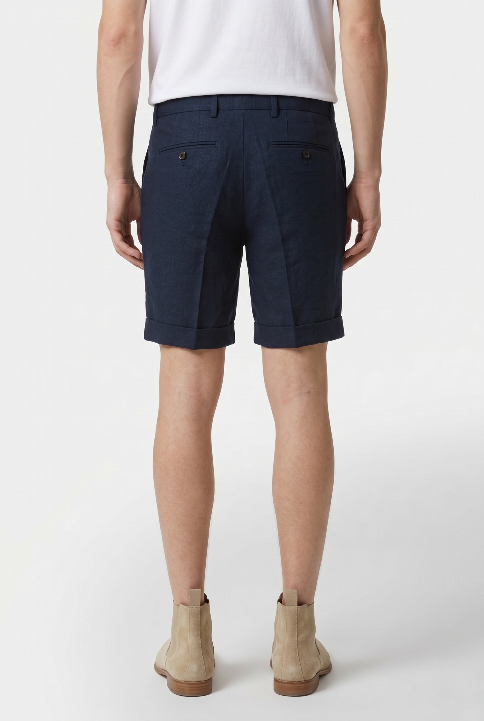 LINEN SHORT NAVY 2