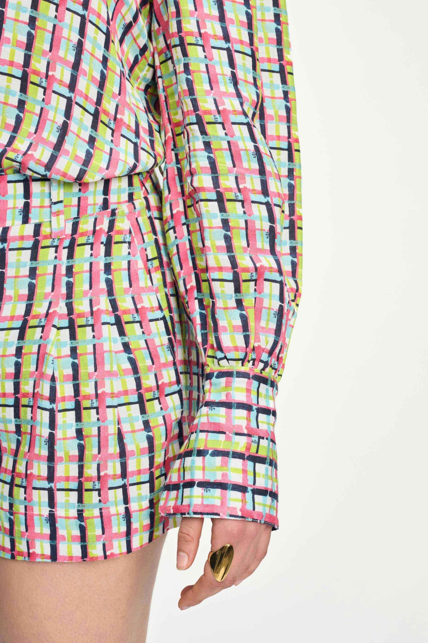 BLOUSE - BRUSHWORK CHECK LINEN 4