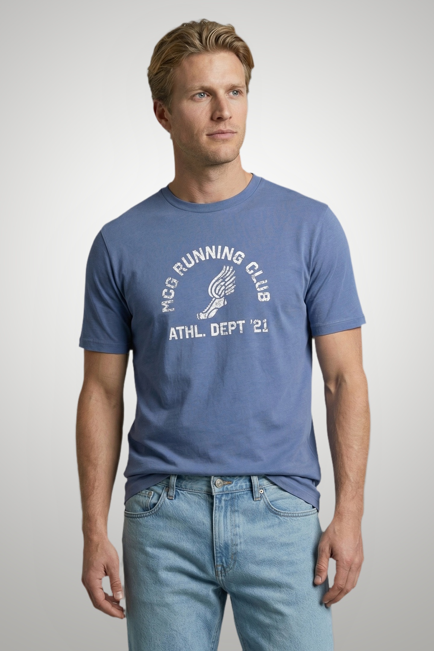 McGregor Graphic T-shirt 2 Vintage Blue Maat: XL | T-shirts met Print Outlet | Heren | Blauw