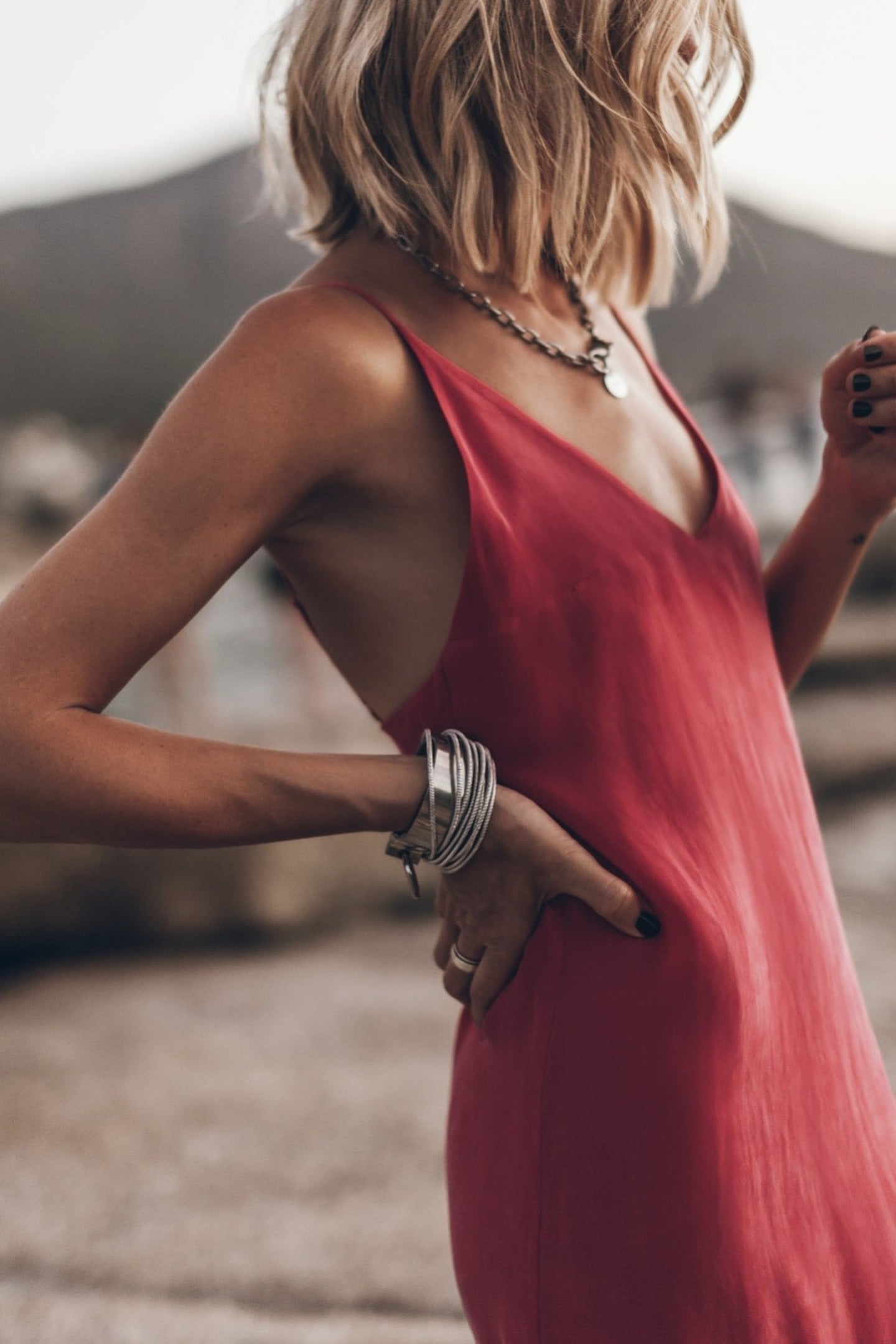 THE PINK LONG CUPRO SLIP DRESS PINK 2