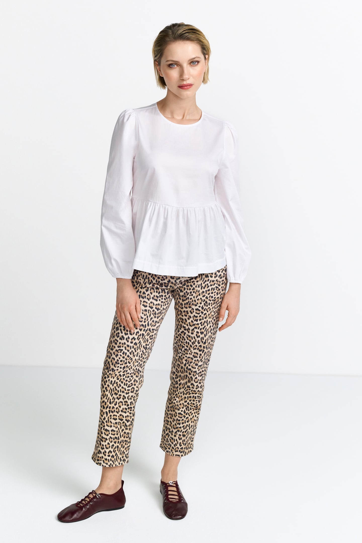Rich & Royal Cotton Blouse With Peplum Sustainable White Maat: 38 | Longsleeves Outlet | Dames | Wit