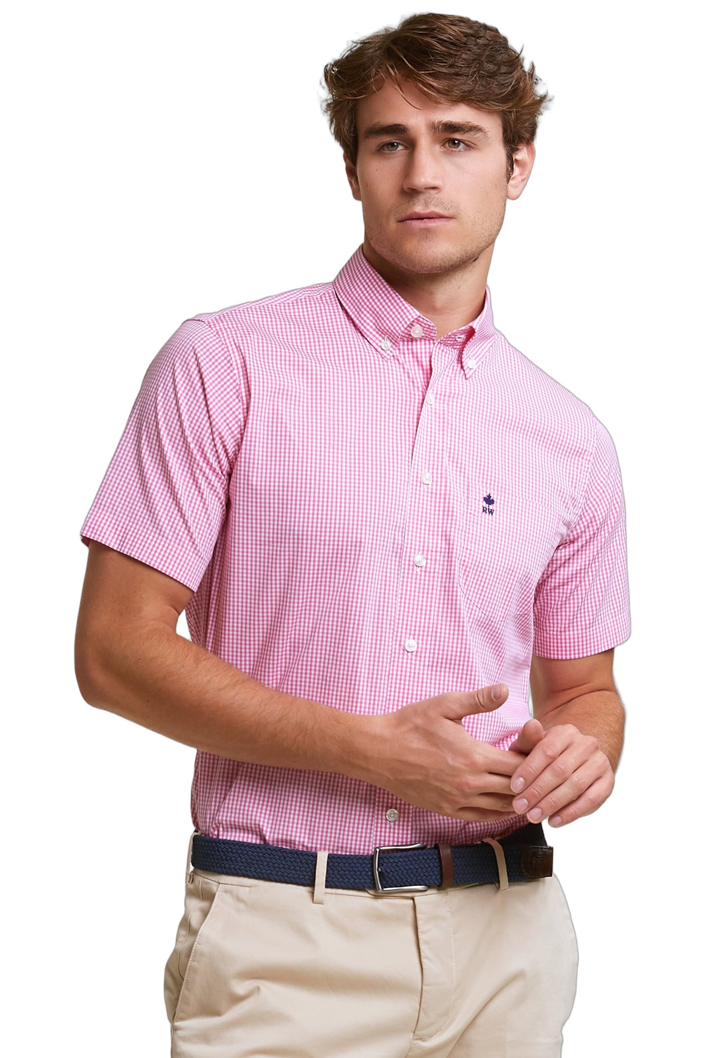 CUSTOM FIT CHECKED PERFORMANCE STRETCH SHIRT SHORT SLEEVES P 1