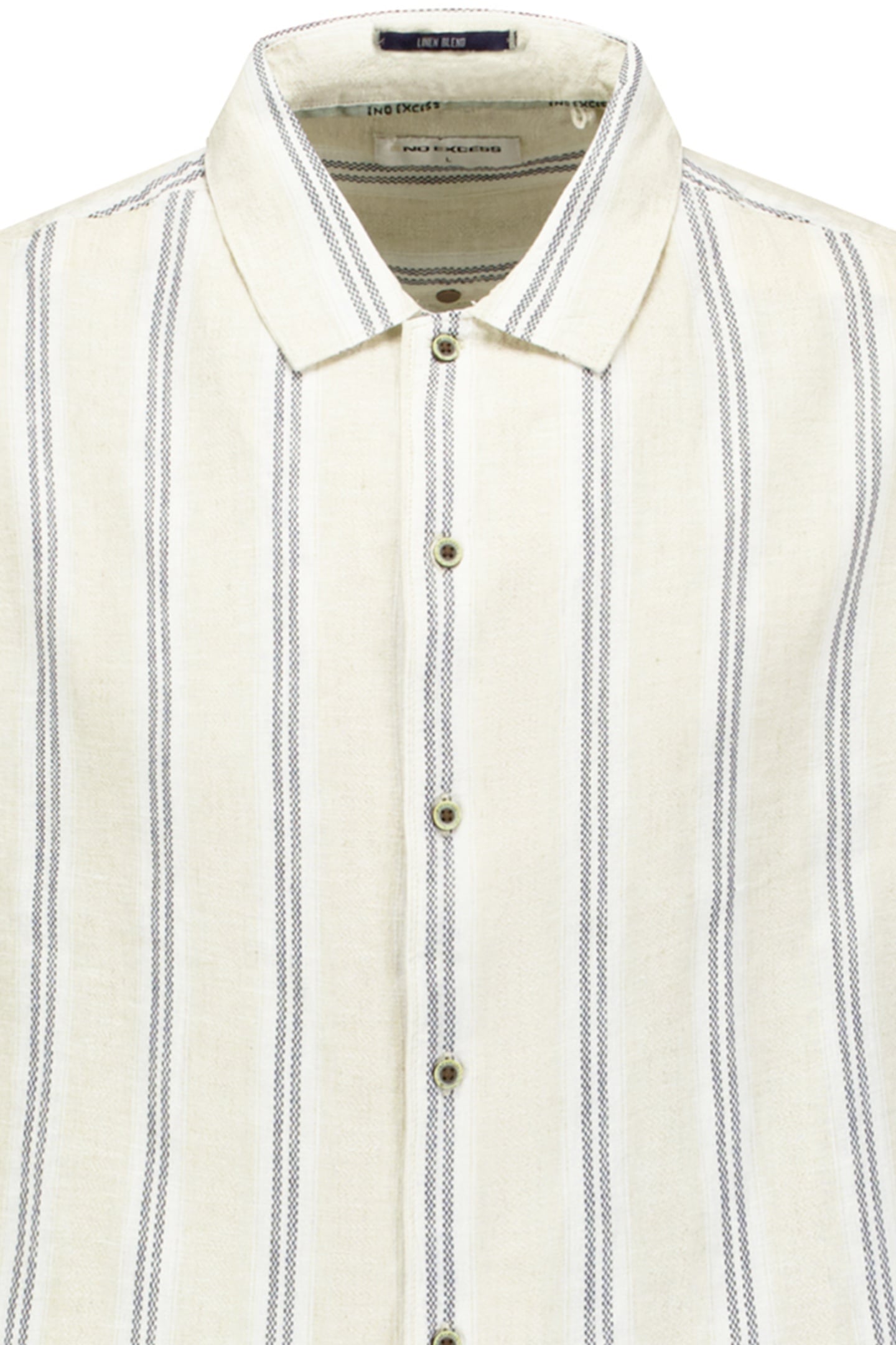 SHIRT SHORT SLEEVE DOBBY VERTICAL STRIPE WITH LINEN CEMENT 3