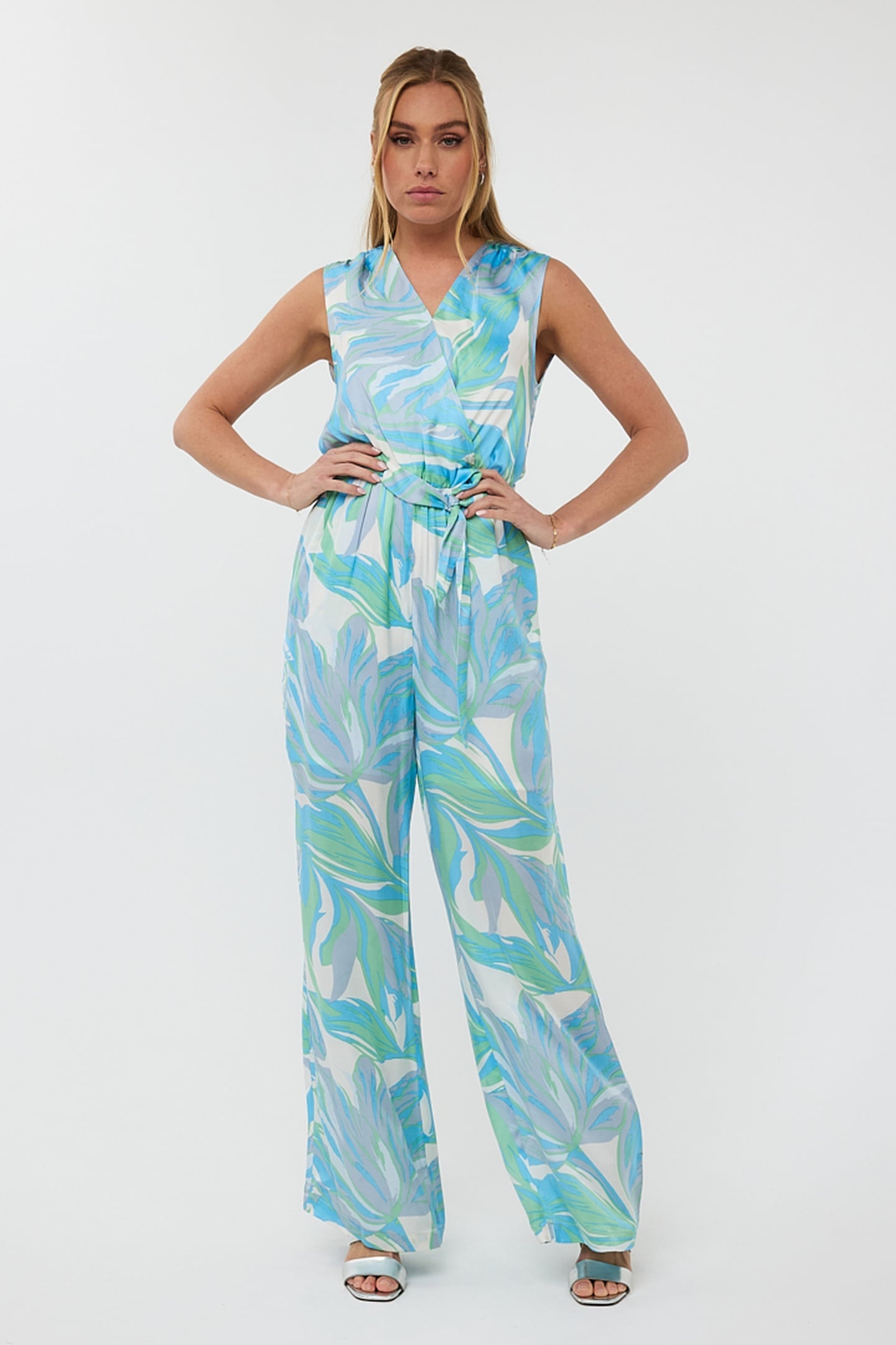 EsQualo Jumpsuit Electric Waves Print Maat: 46 | Jumpsuits Outlet | Dames | Blauw