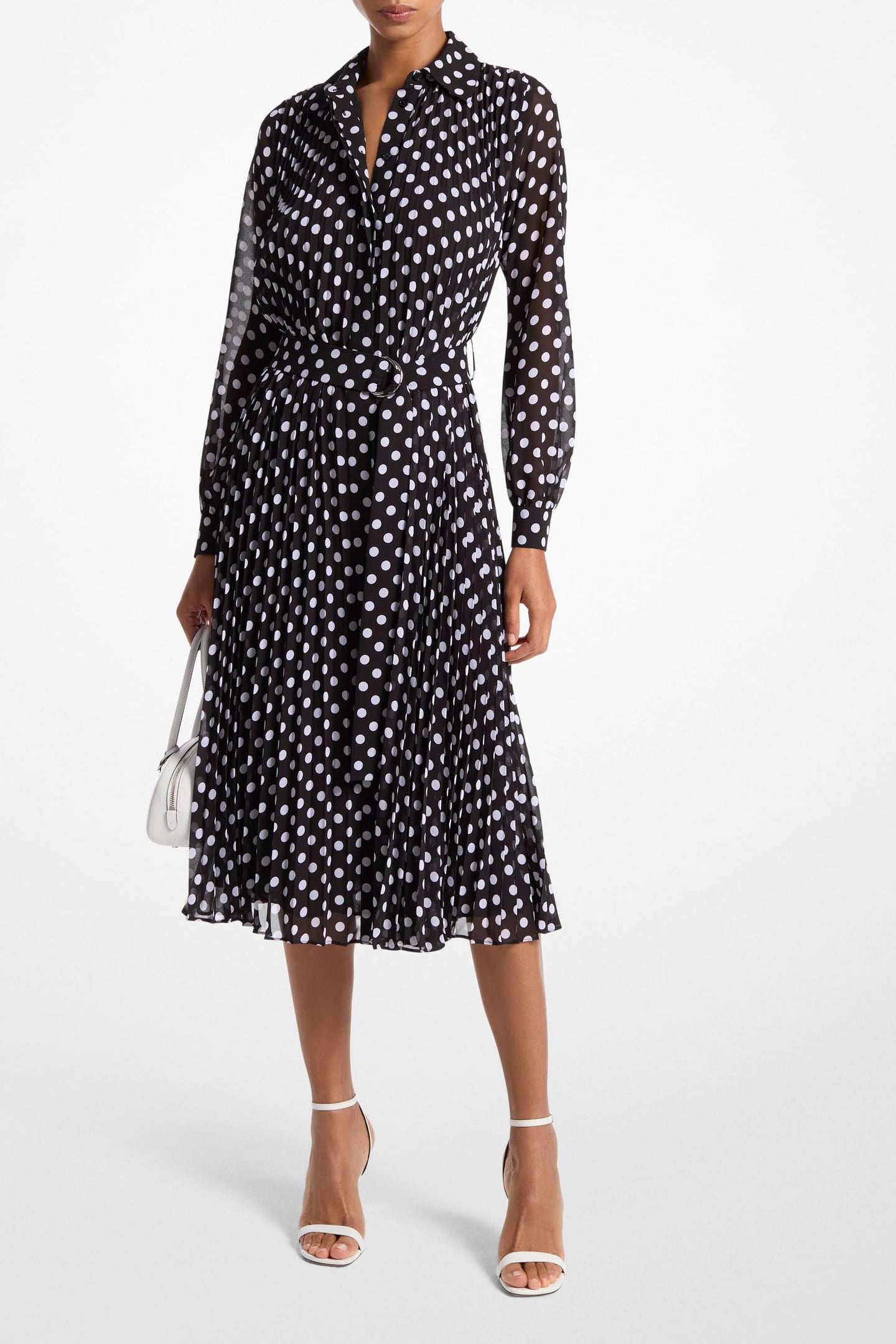 PLEAT SHIRT DRESS BLACK/WHITE 1