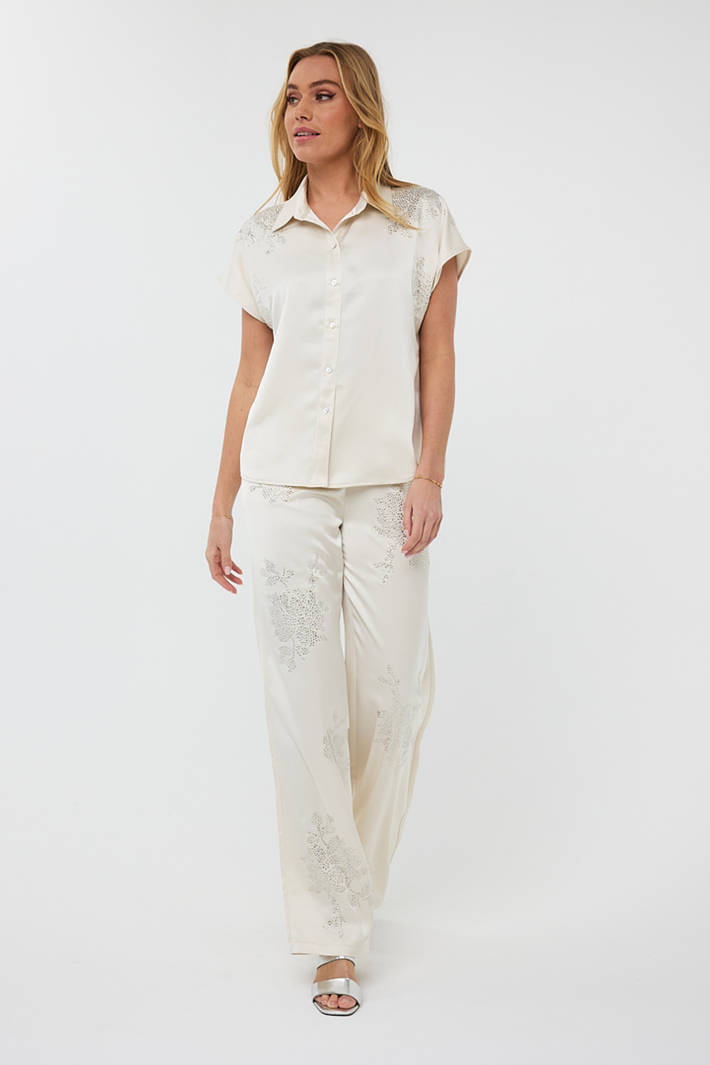EsQualo Trousers Sequins Off White Maat: 34 | Wijde Broeken Outlet | Dames | Wit