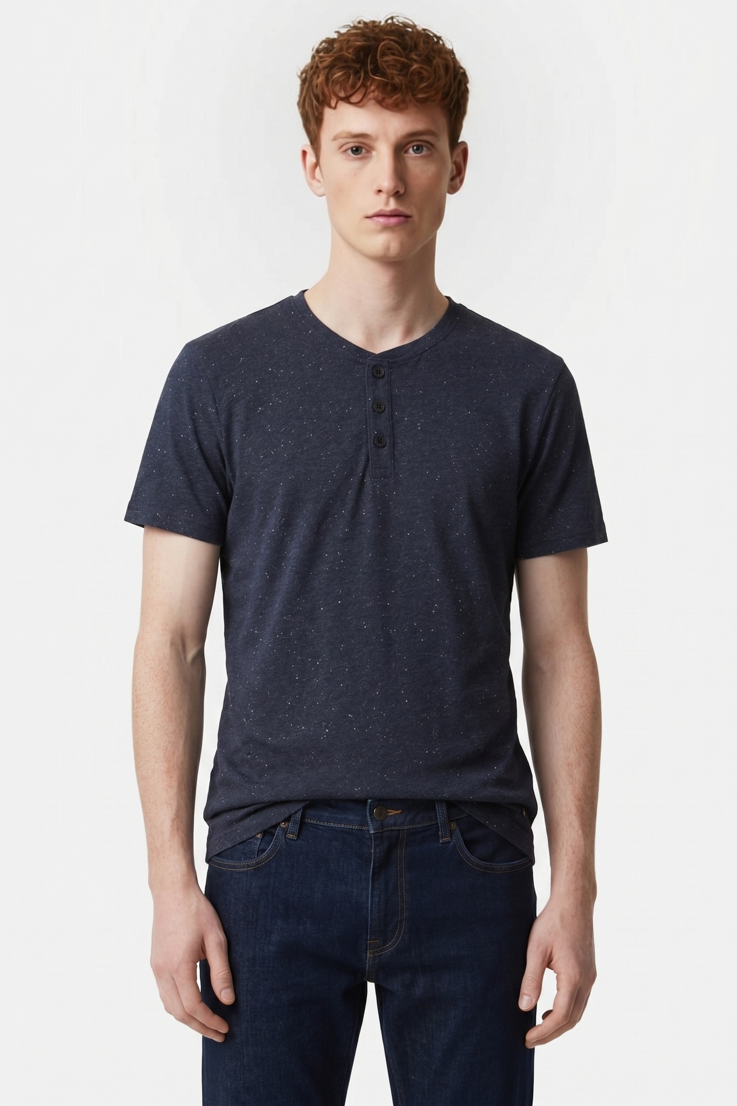 No Excess T-shirt Granddad With Neps Deep Blue Maat: XXXL | Basic T-Shirts Outlet | Heren | Blauw