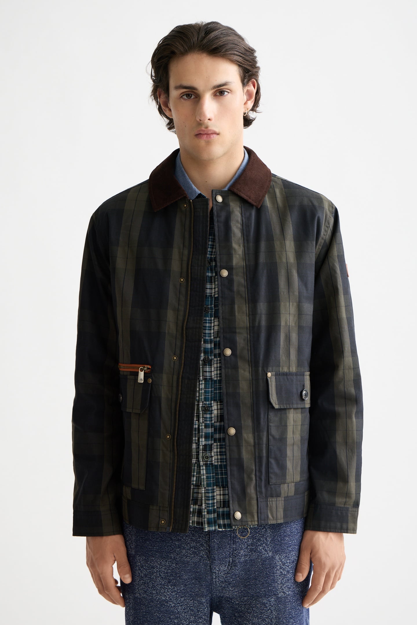 Scotch & Soda Wax Cotton Jacket Blackwatch Check Maat: S | Lichte Jassen Outlet | Heren | Groen