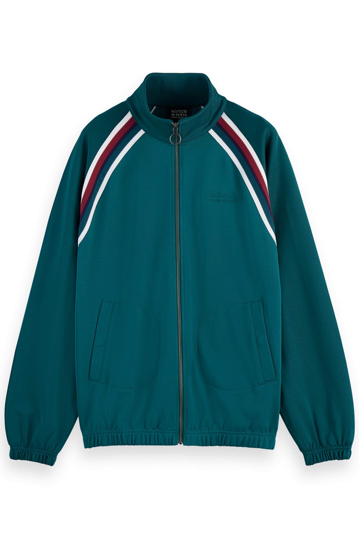 Scotch & Soda Track Full Zip Through Sweatshirt Pitch Green Talla: M | Sudaderas con Capucha Outlet | Hombre | Verde