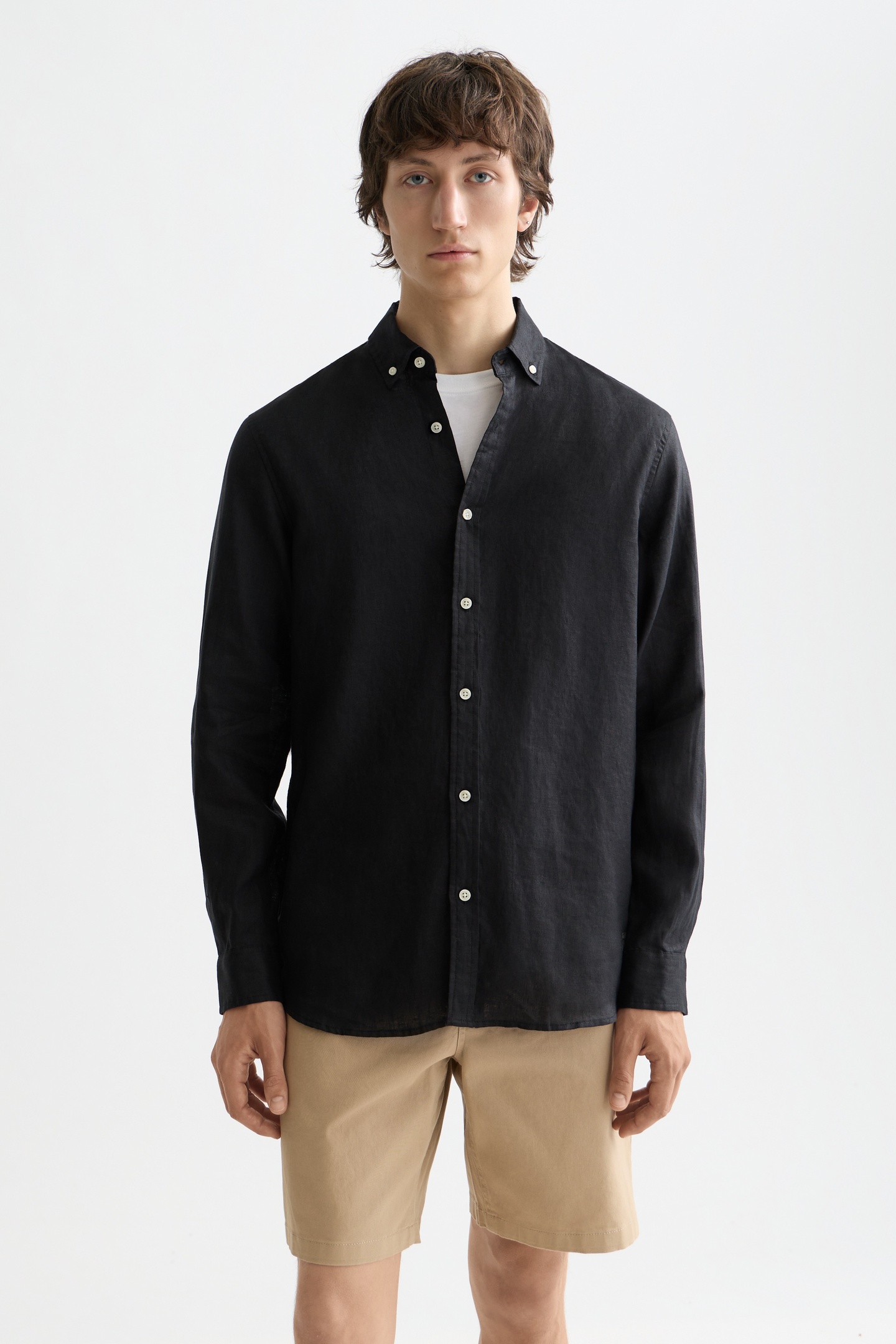 Scotch & Soda Nos Linen Regular-fit Shirt Black Taille: L | Casual chemises Outlet | Homme | Blanche