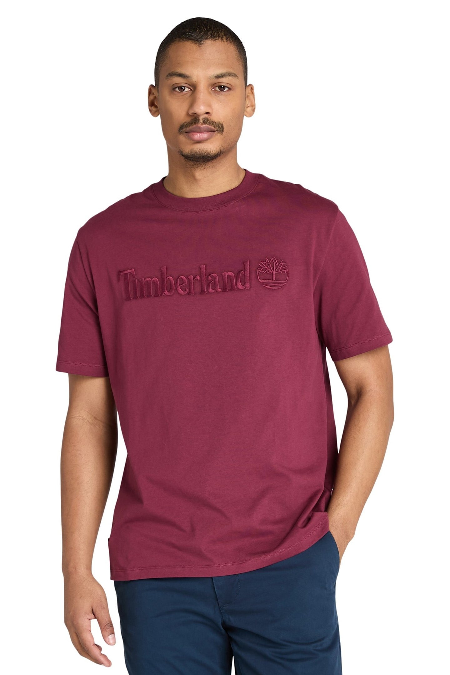 Timberland Hampthon Short Sleeve Tee Burgundy Maat: XL | Basic T-Shirts Outlet | Heren | Bordeaux