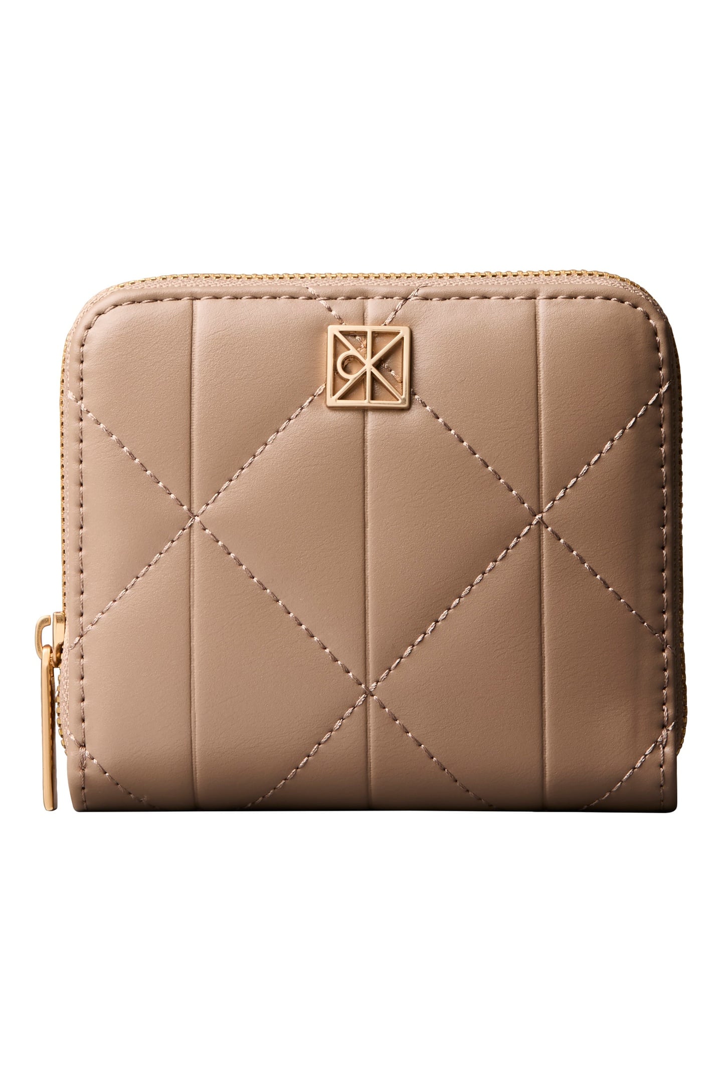 Calvin Klein Quilted Square Zip Wallet Desert Taupe Maat: OS | Portemonnees Outlet | Dames | Beige