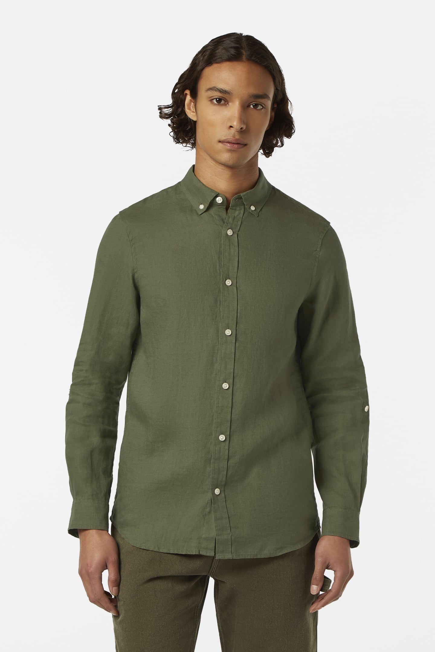 Scotch & Soda Seasonal Core - Regular Fit Linen Shirt Army Maat: S | Casual Overhemden Outlet | Heren | Groen