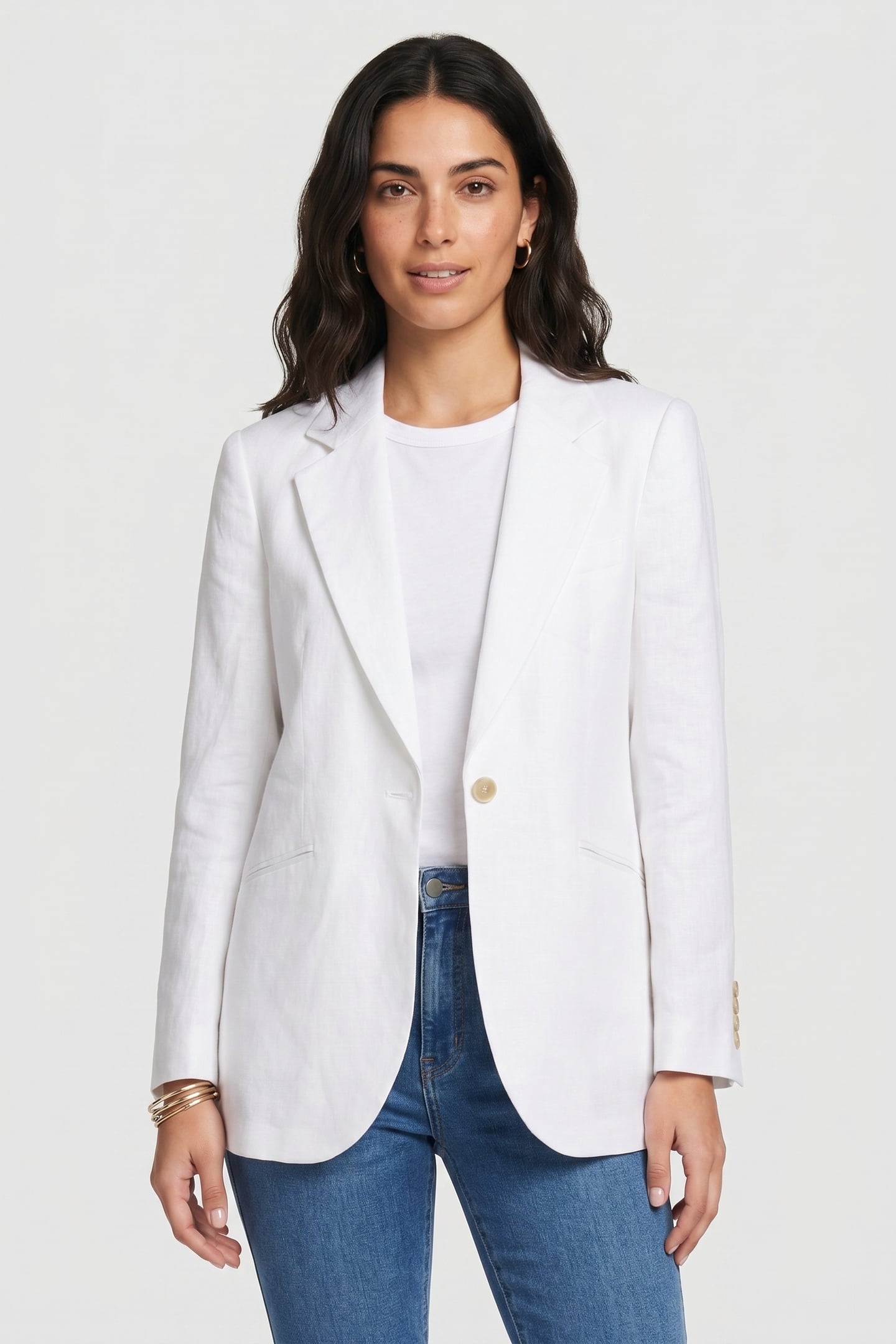 Brooks Brothers Irish Linen Single-breasted Blazer White Maat: S | Blazers Outlet | Dames | Wit