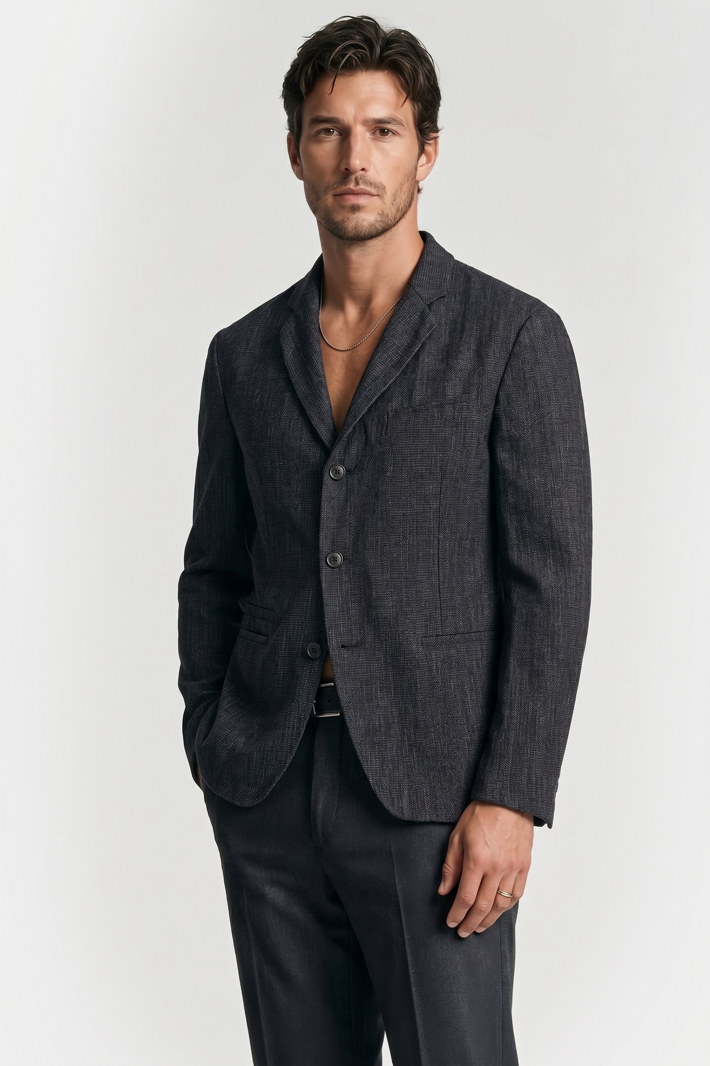 John Varvatos Silo Jacket - Slim Fit Dbpeak Lapel Jack Ebony Maat: 48 | Blazers Outlet | Heren | Zwart