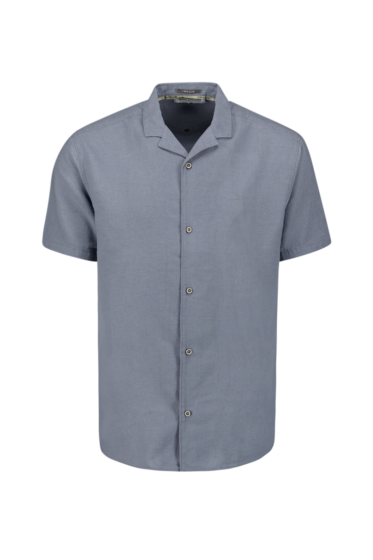 No Excess Shirt Short Sleeve Revers Collar Solid With Linen Washed Blu Taille: M | Casual chemises Outlet | Homme | Blanche