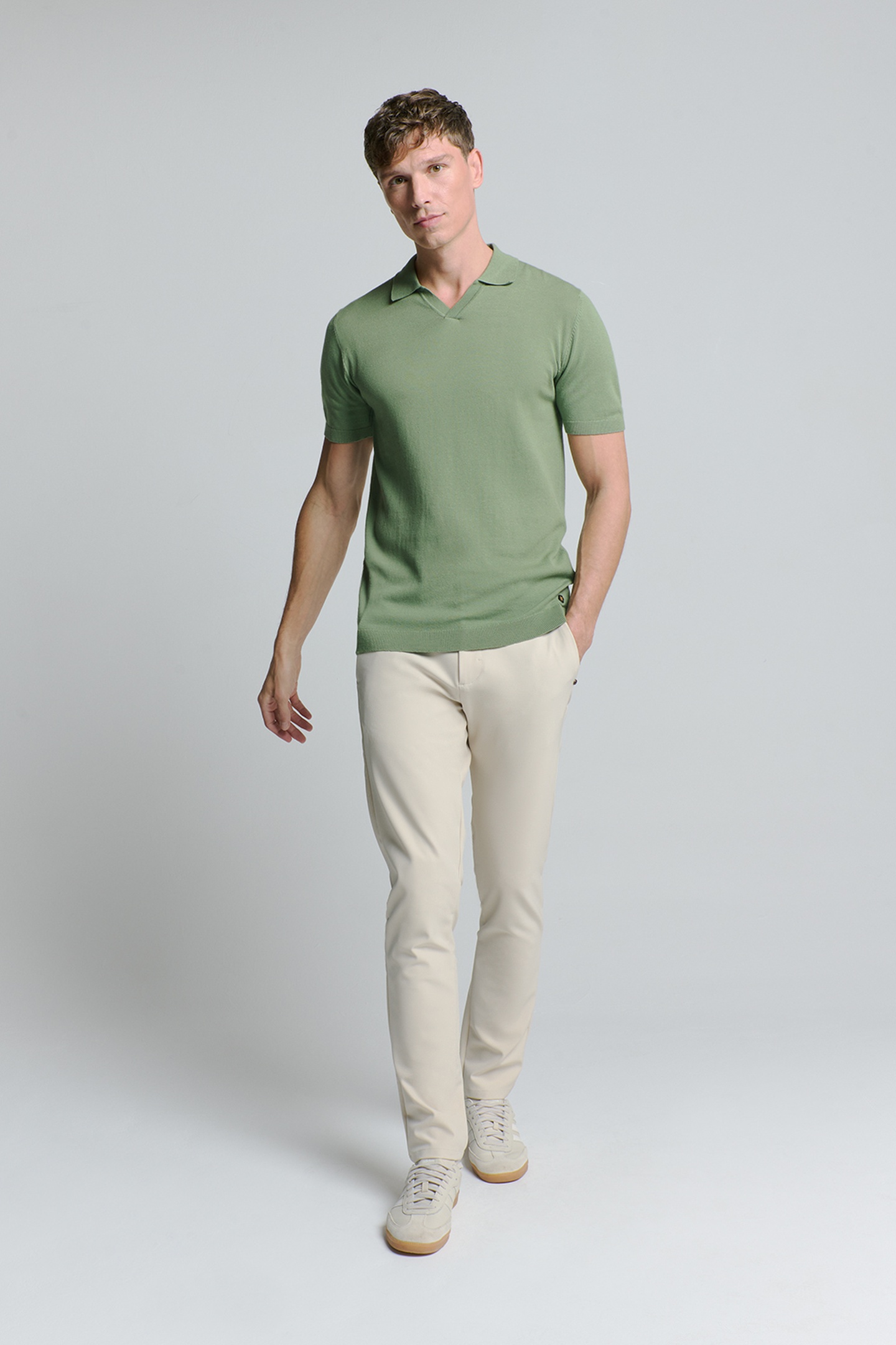No Excess Pullover Short Sleeve Polo V Solid Green Größe: XL | Poloshirts Outlet | Herren | Grün