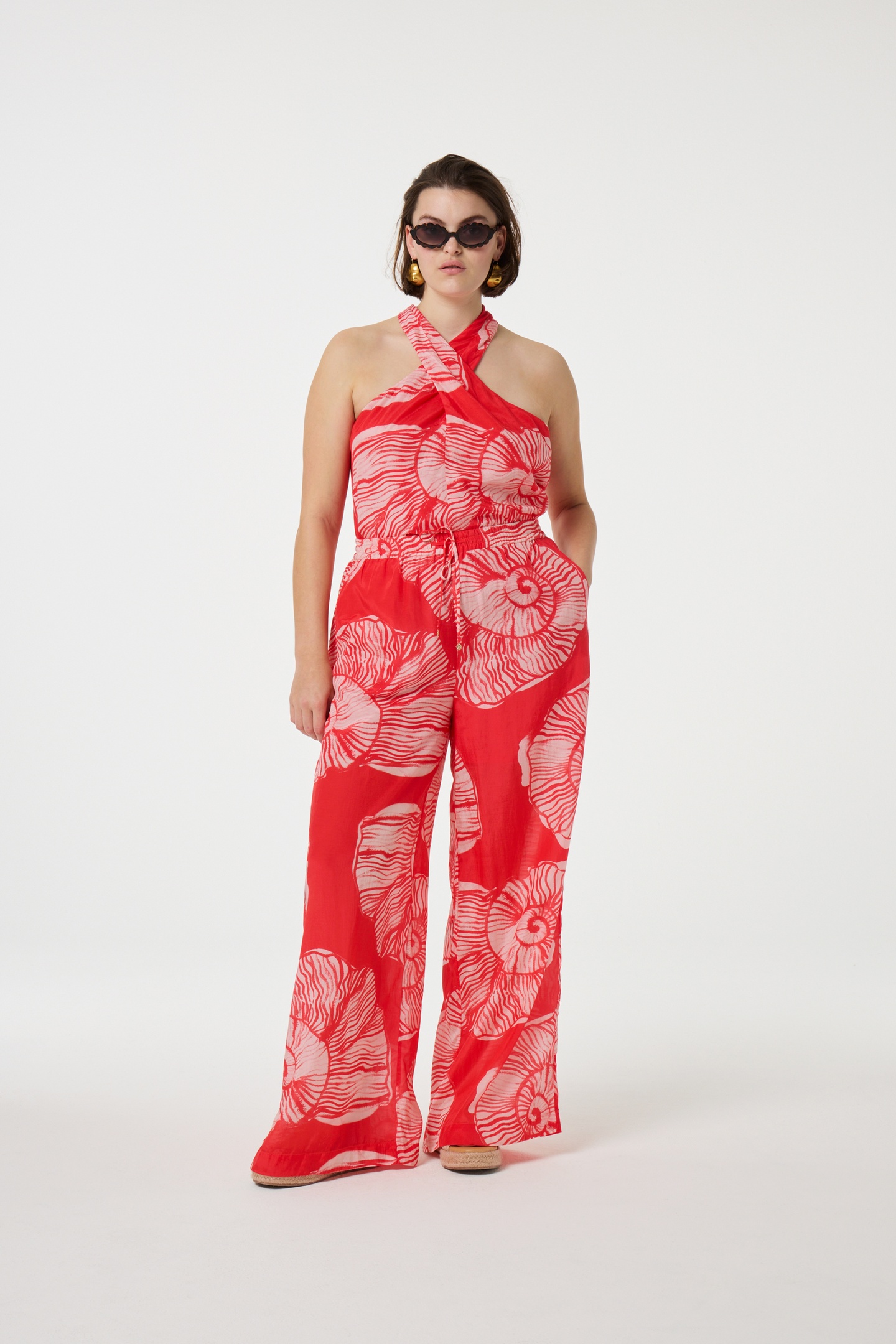 Fabienne Chapot Brent Trousers Warm White/tropical Maat: 40 | Wijde Broeken Outlet | Dames | Wit