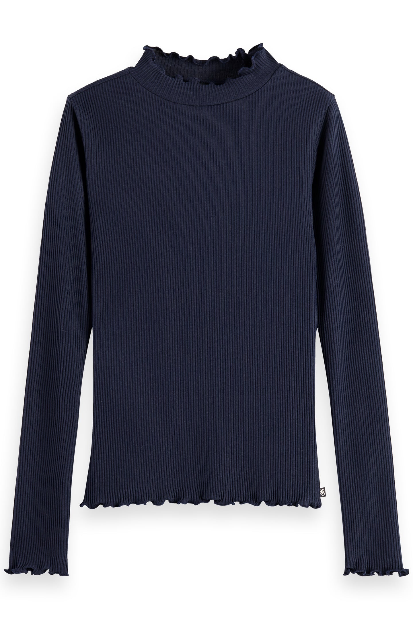 Scotch & Soda Girl Core Mock Neck Ribbed Slim-fit Ls T-shirt Sky Captain Maat: 10 | T-Shirts Outlet | Unisex | Blauw
