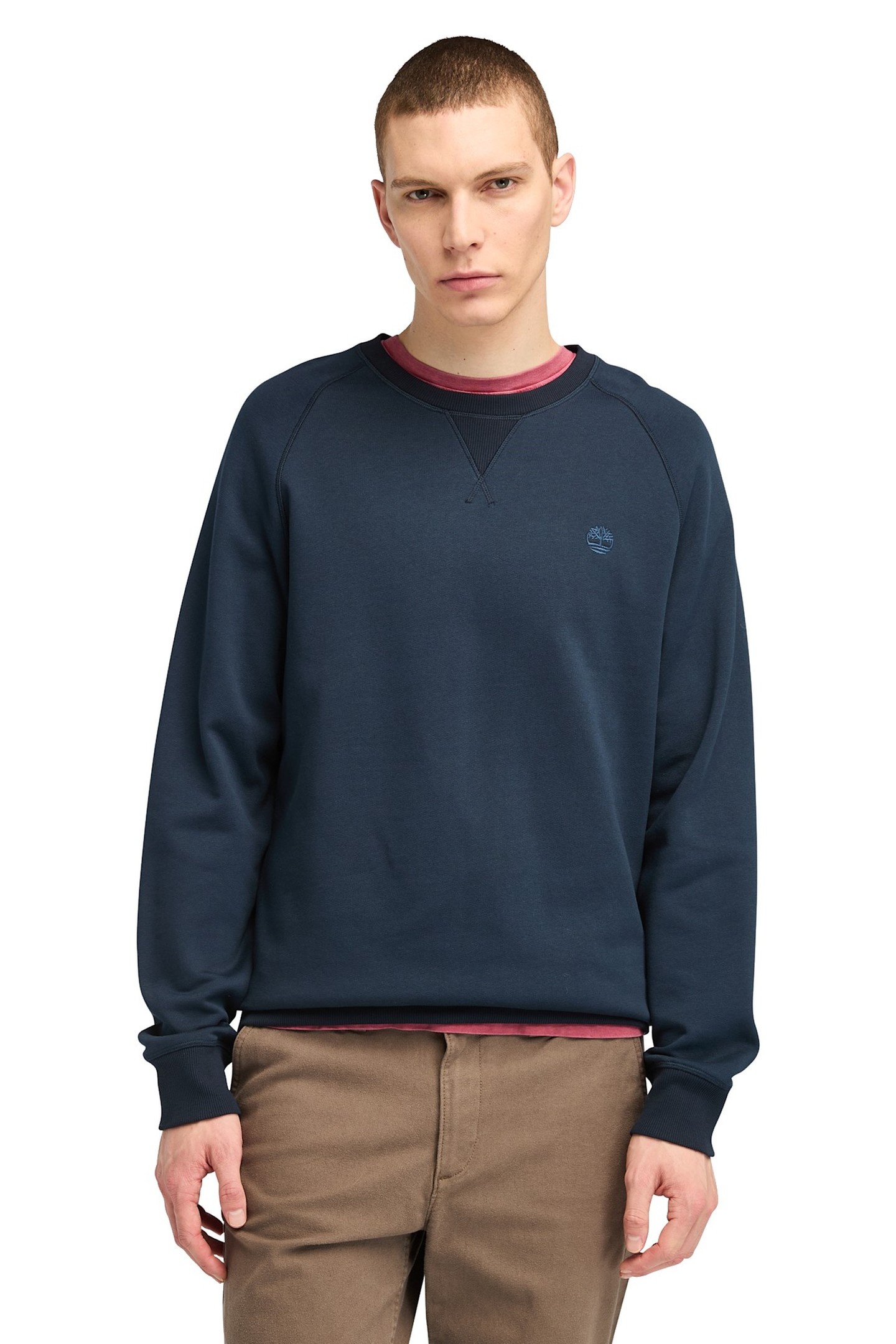 Timberland Exeter River Brushed Back Crew Sweatshirt Dark Denim Maat: M | Sweaters Outlet | Heren | Blauw