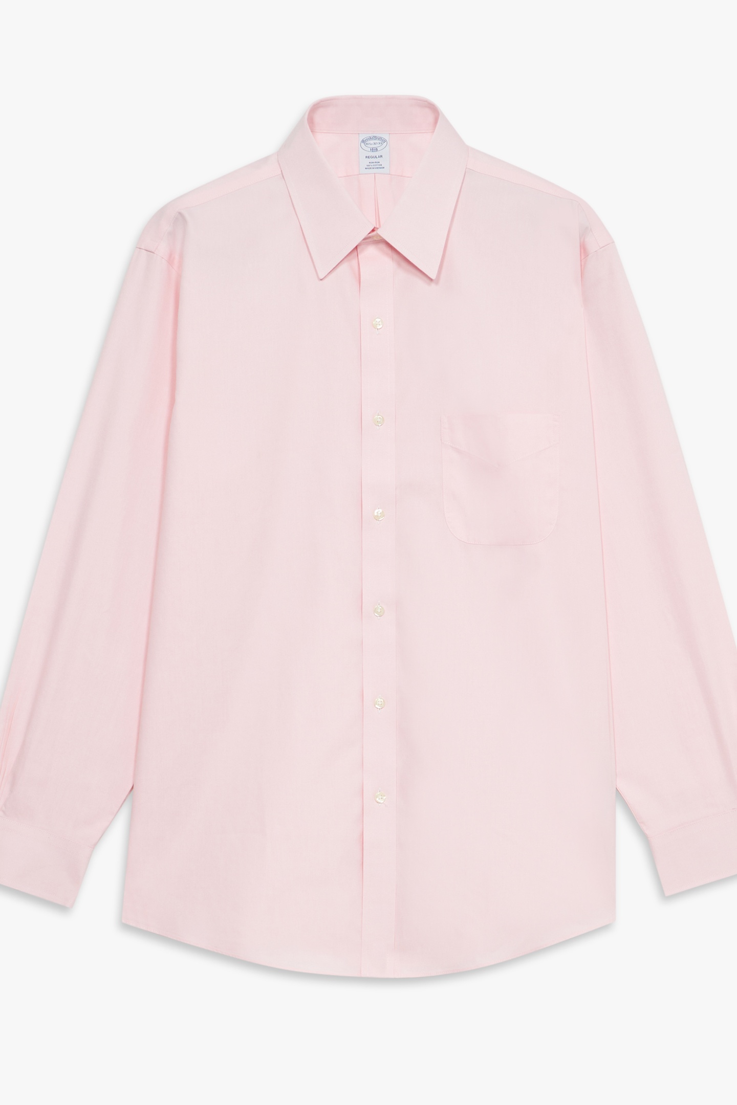 Brooks Brothers Non-iron Regular Solid Shirt Medium Pink Maat: 44.5/34 | Zakelijke Overhemden Outlet | Heren | Roze