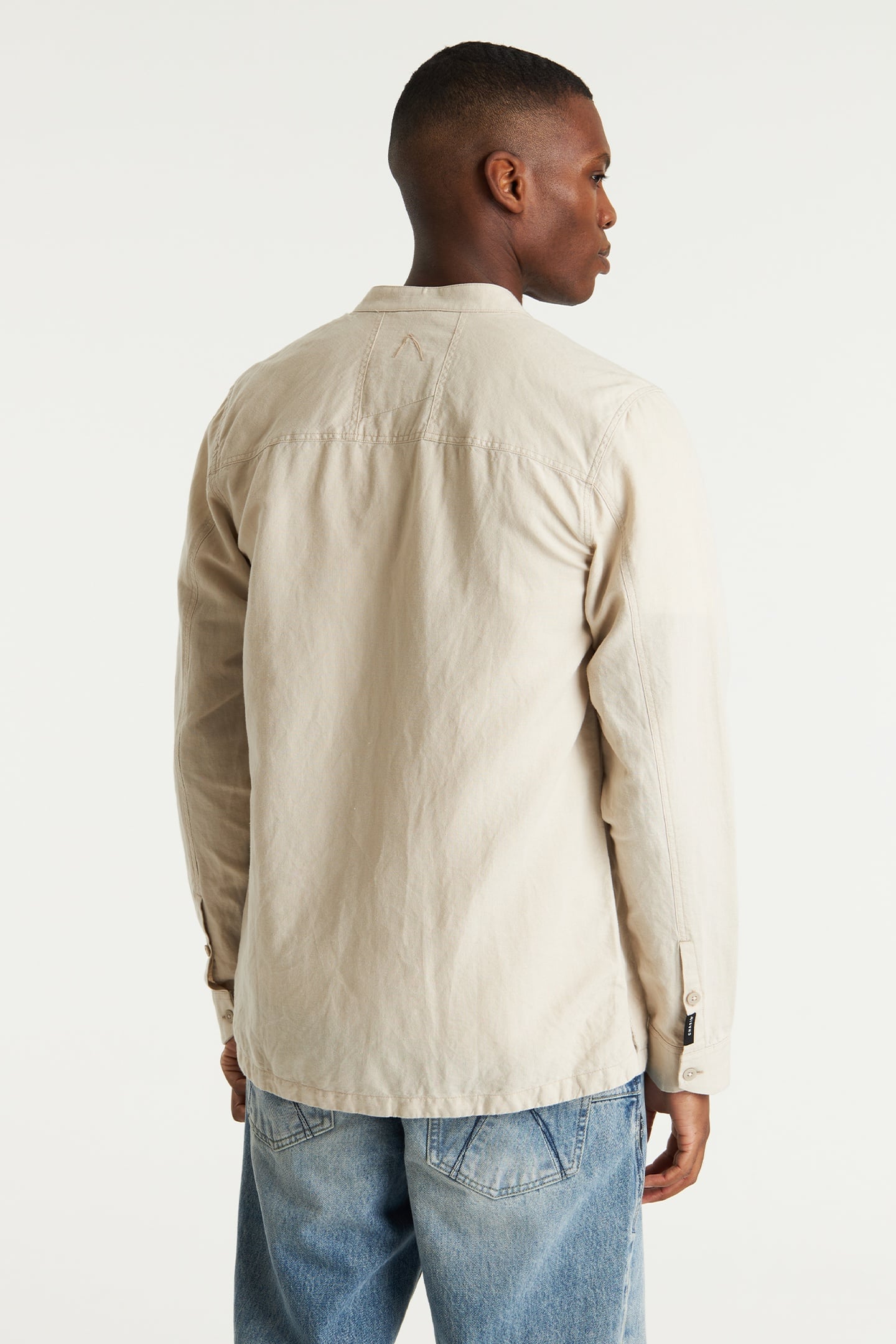 MAO LINEN SHIRT LONG SLEEVE SILVER LINING 2