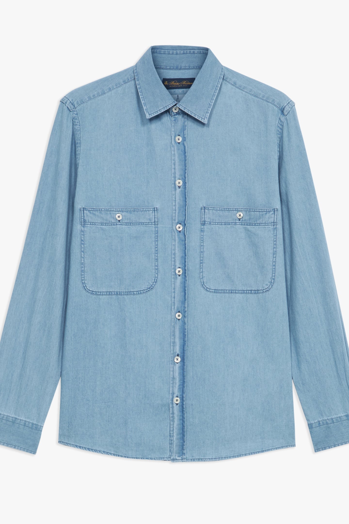 Brooks Brothers Classic Collar Denim Shirt Light Blue Maat: S | Casual Overhemden Outlet | Heren | Blauw