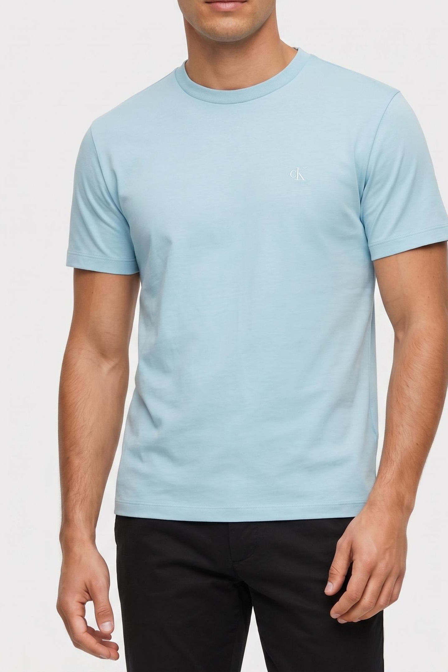 Calvin Klein Ss Supima T-shirt Stratosphere Maat: XL | Basic T-Shirts Outlet | Heren | Blauw