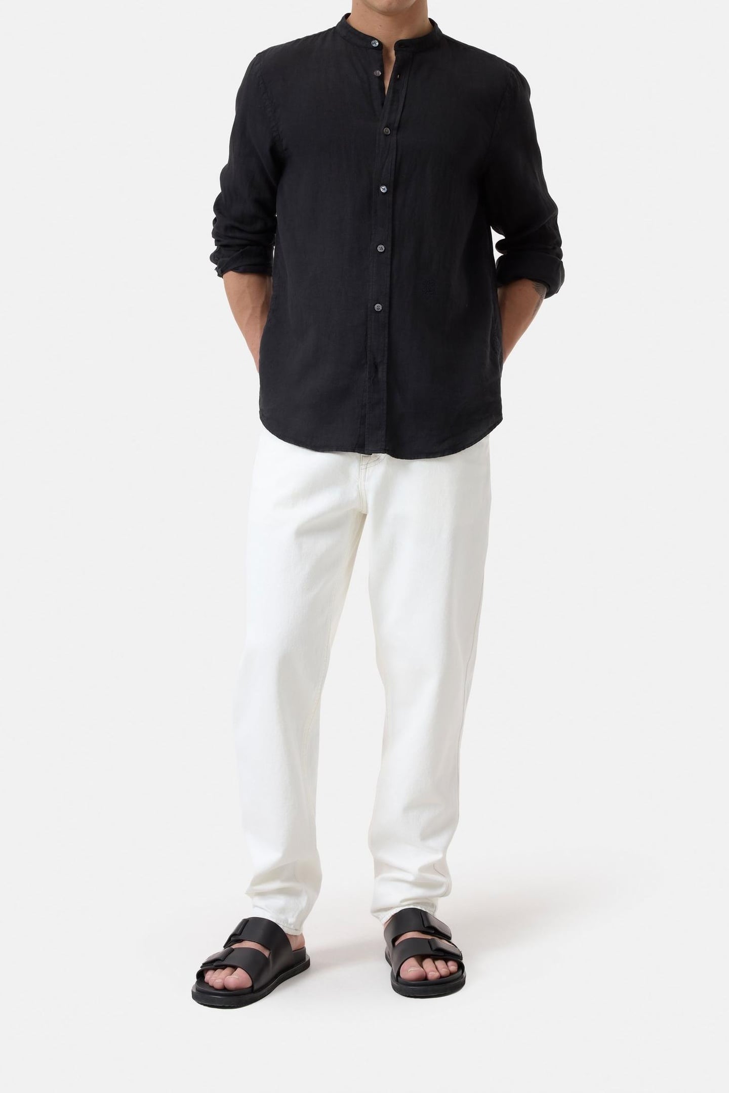 Closed Collarless Shirt Black Maat: S | Zakelijke Overhemden Outlet | Heren | Zwart