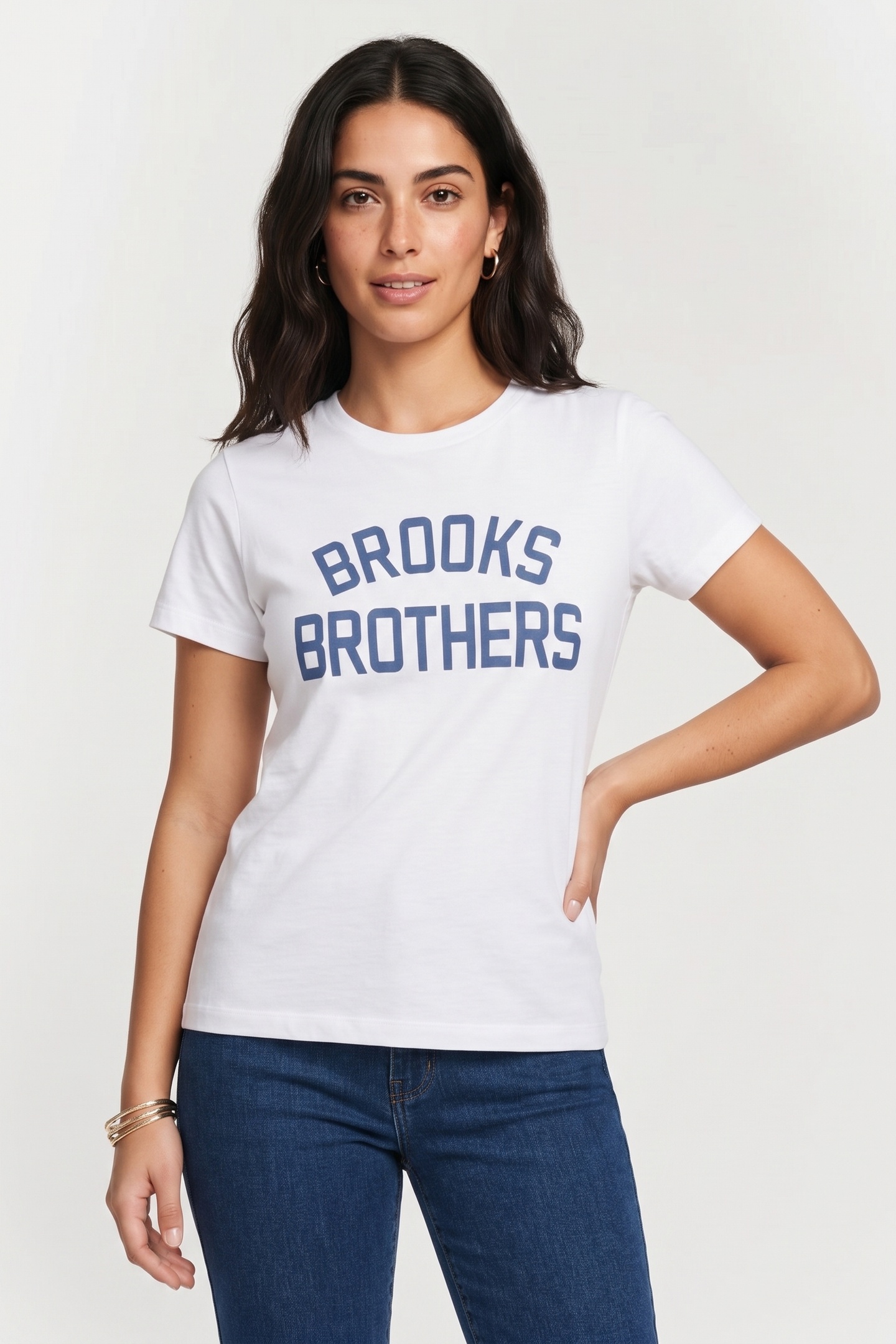 Brooks Brothers T-shirt W/printed Cotton White Maat: XS | Tops Outlet | Dames | Wit