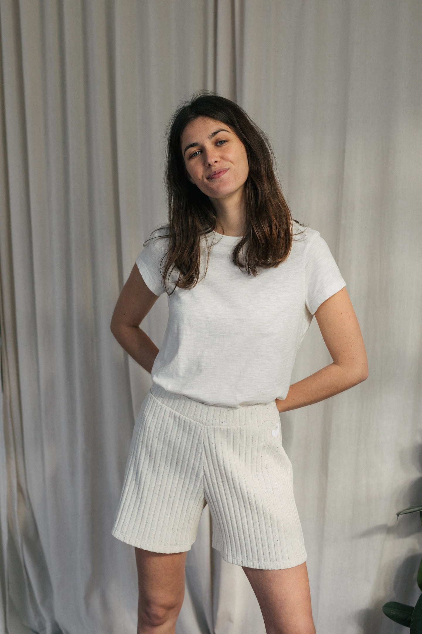 TWOTHIRDS Ombo Shorts Natural With Multicolour Neps Maat: XS | Korte Broeken Outlet | Dames | Wit