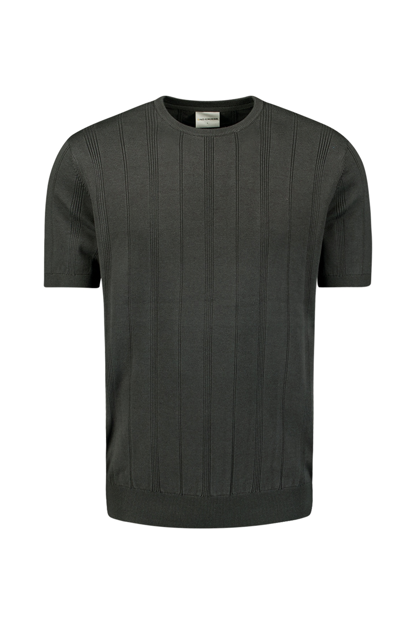 No Excess Pullover Short Sleeve Crewneck Dropneedle Stripes Dark Steel Maat: M | Sweaters Outlet | Heren | Grijs
