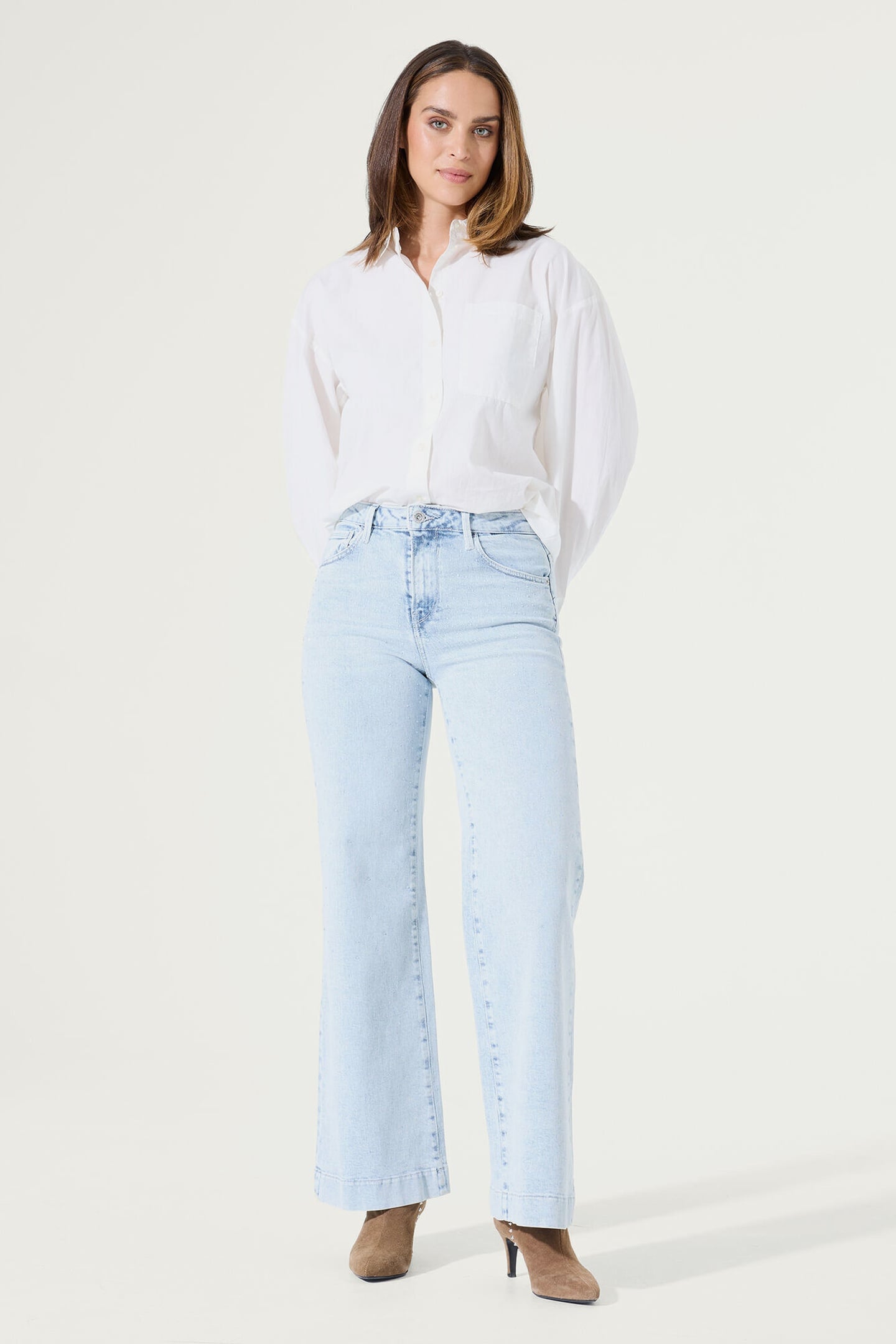 Garcia Celia Pants Denim Light Used Maat: W32L30 | Wijde Broeken Outlet | Dames | Blauw