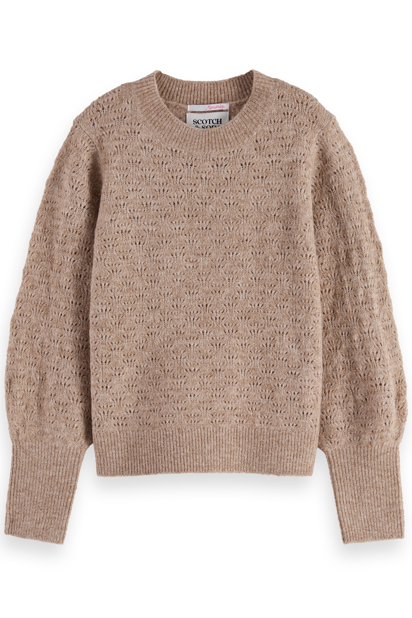 Scotch & Soda Girl Lightweight Ajour-knitted Pullover Eggnog Melange Size: 4 | Sweaters & Cardigans Outlet | kids | Beige