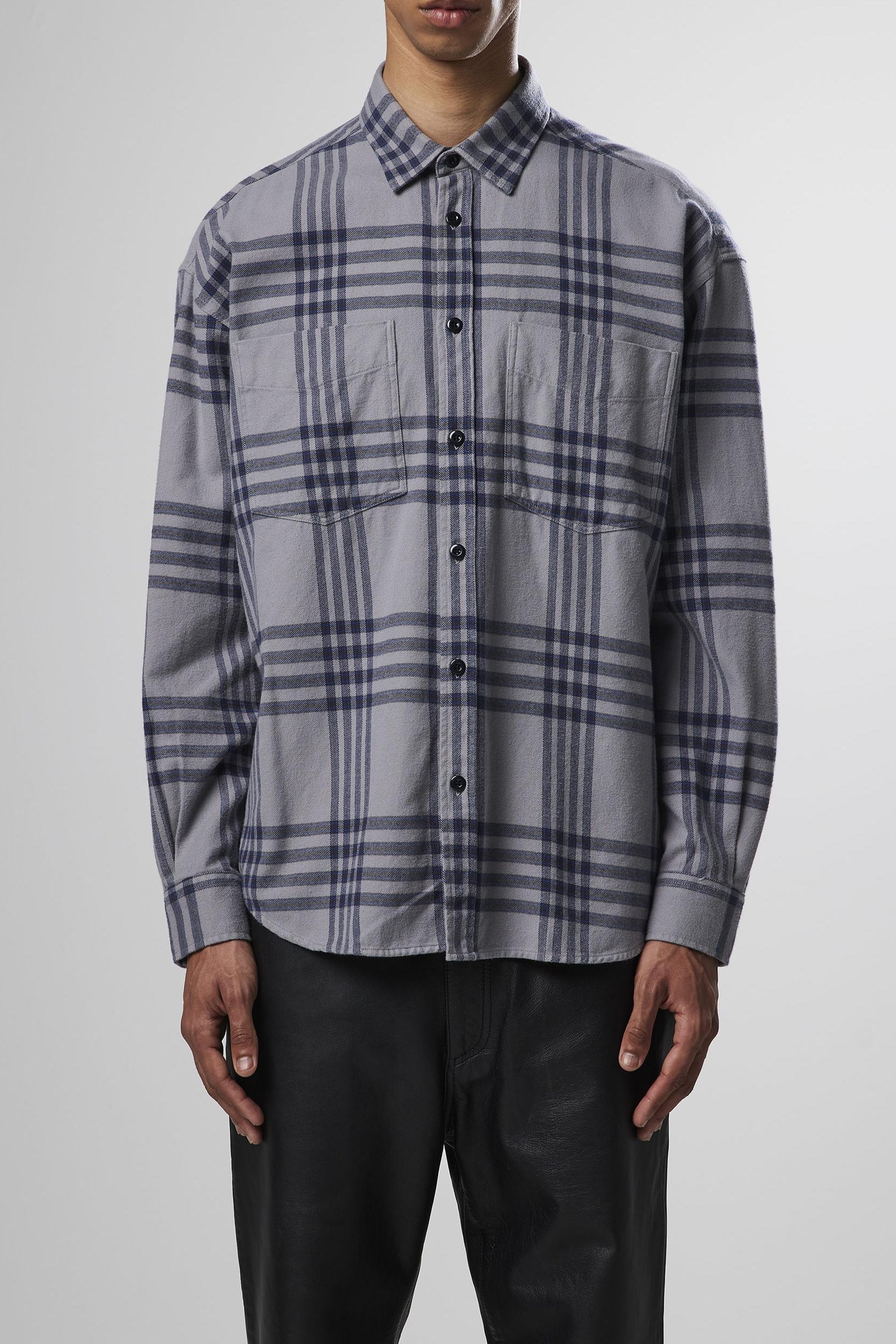 NN.07 Deon Western 5219 - Long Fit Shirt - Grey Check Maat: M | Casual Overhemden Outlet | Heren | Grijs