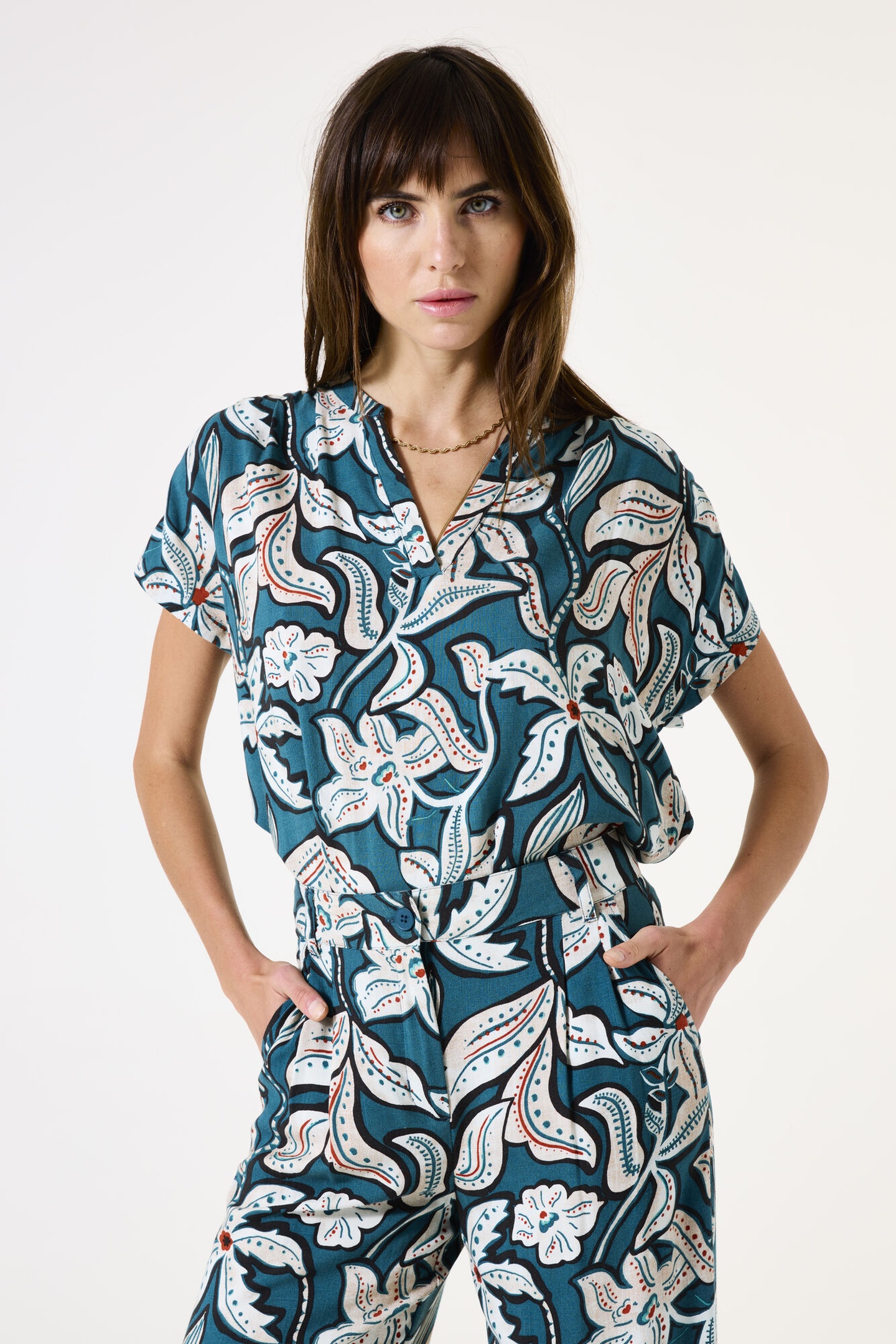 Garcia Ladies Shirt Ss Blue Lagoon Maat: L | Jumpsuits Outlet | Dames | Blauw
