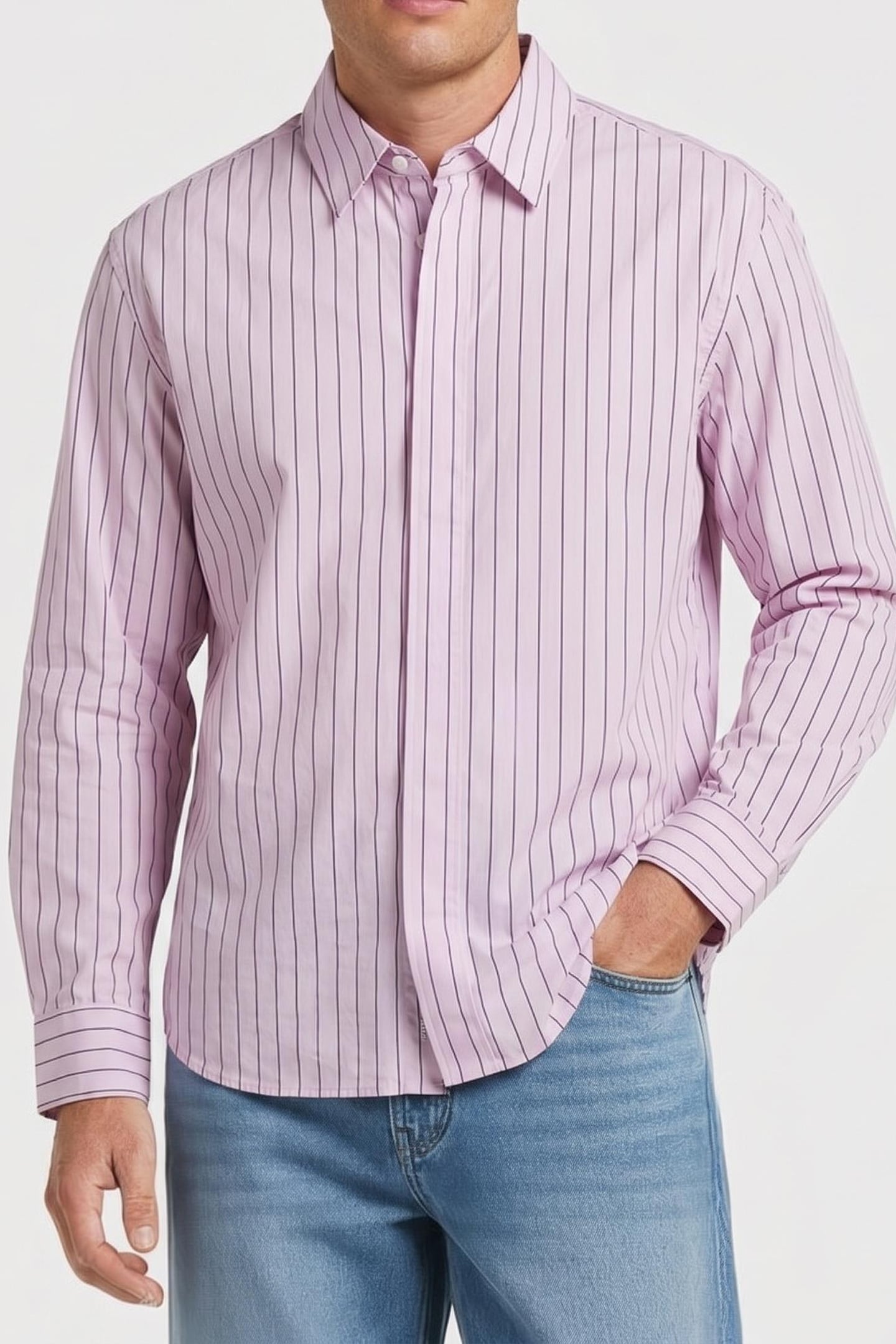 Calvin Klein Ls Multi Stripe Shirt Spring Lilac Talla: M | Camisas de Trabajo Outlet | Hombre | Púrpura