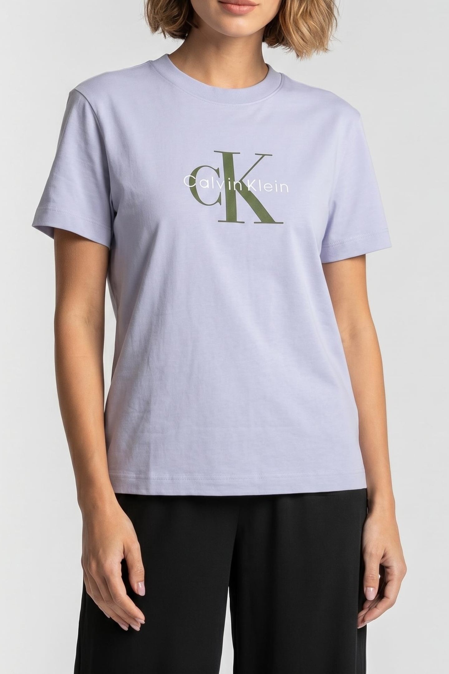 Calvin Klein Hero Ss Classic Monogram T-shirt Casual Blue Maat: XS | Tops Outlet | Dames | Blauw