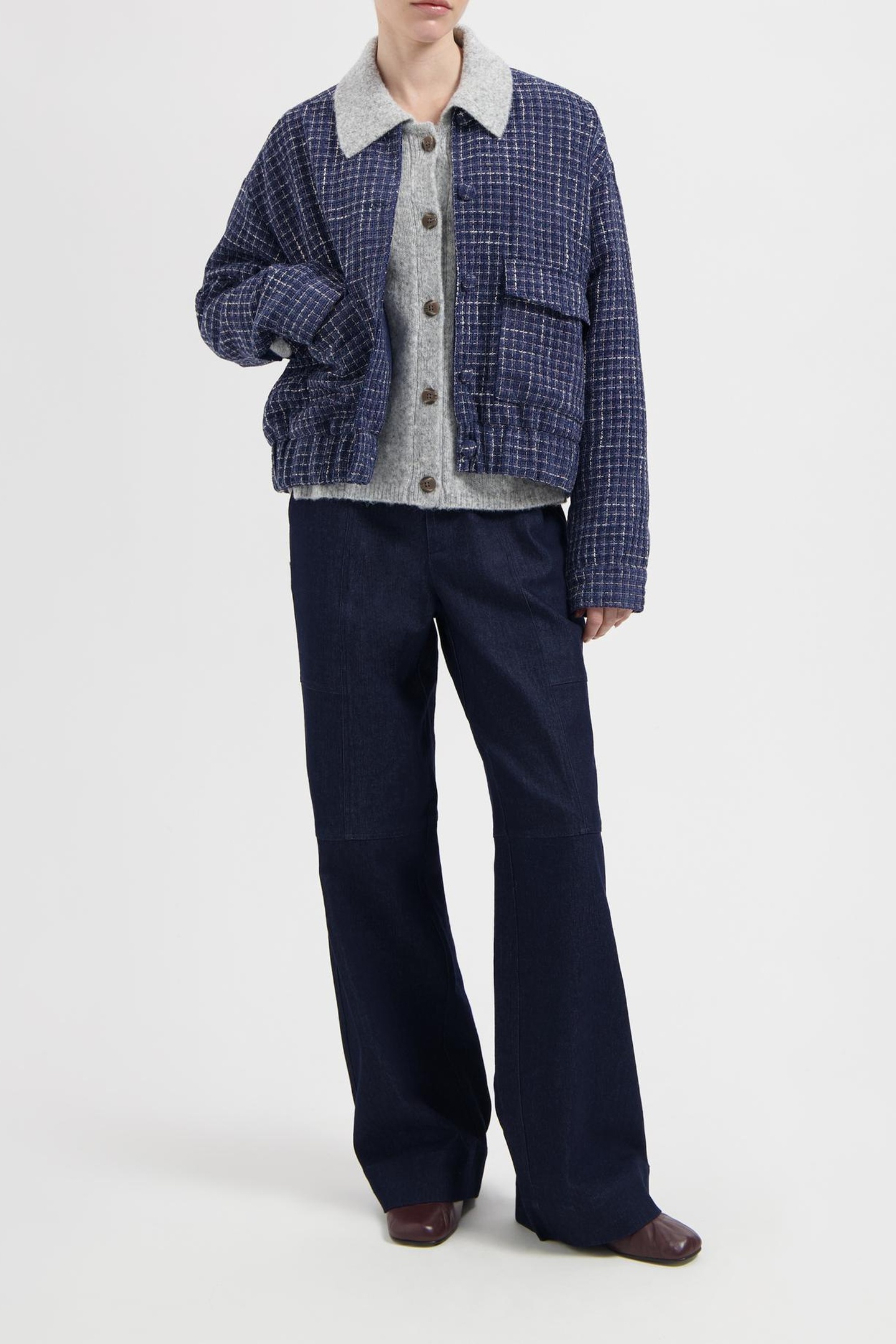 We Are Labels Nous Sommes Labels – Susie Tweed Jacket Navy Maat: L | Korte Jassen Outlet | Dames | Blauw