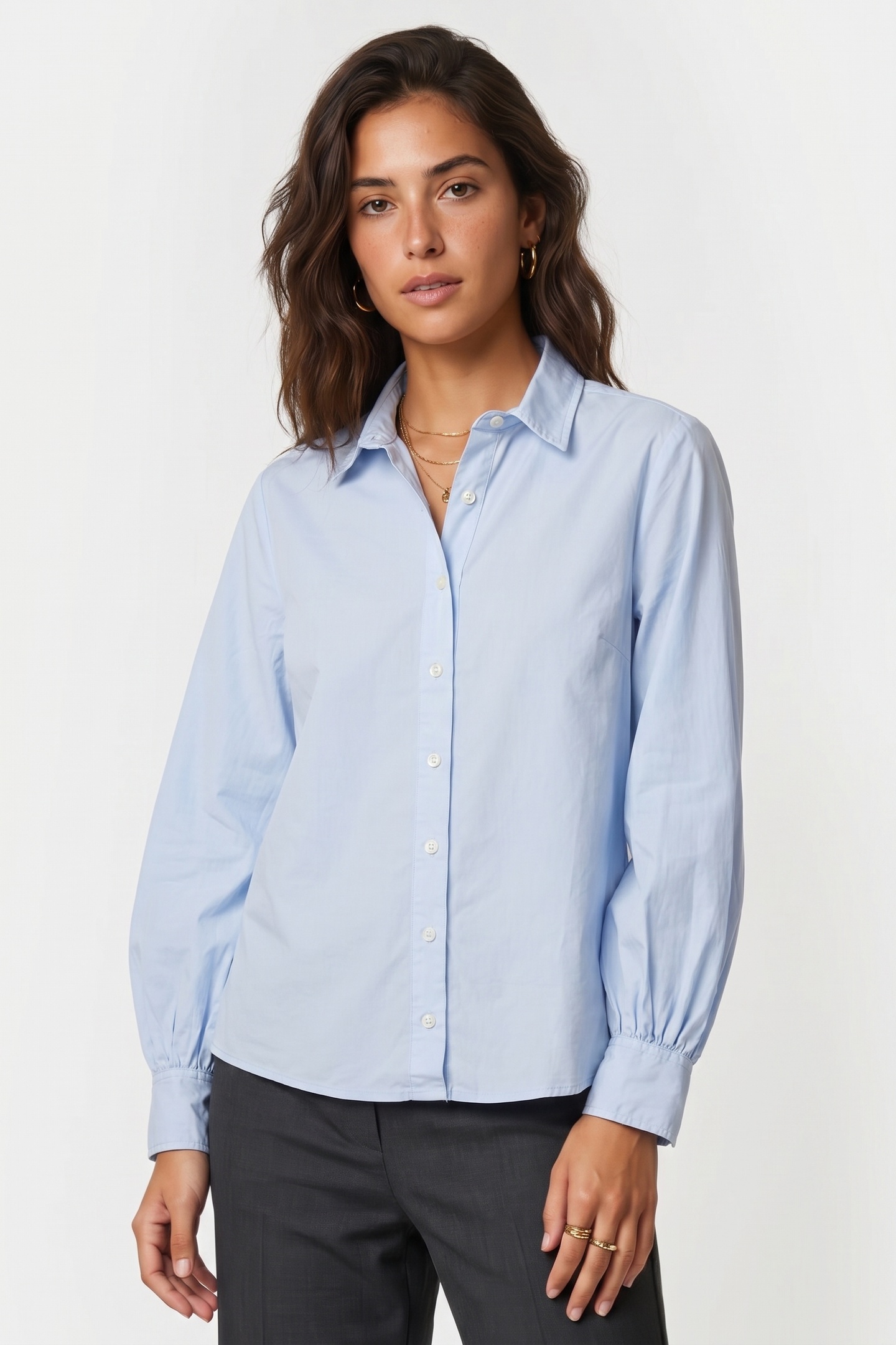 Brooks Brothers Balloon Sleeve Shirt Cotton Sky Blue Maat: S | Longsleeves Outlet | Dames | Blauw