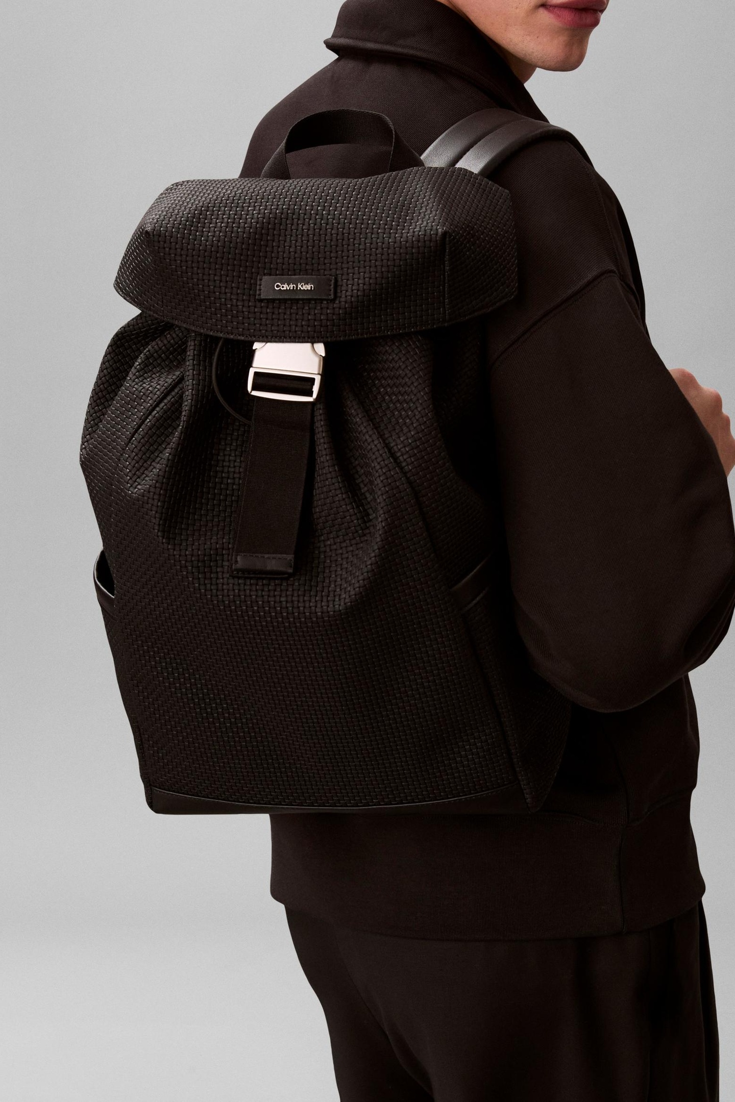 Calvin Klein Embossed Woven Flap Backpack Black Maat: OS | Rugzakken Outlet | Heren | Zwart