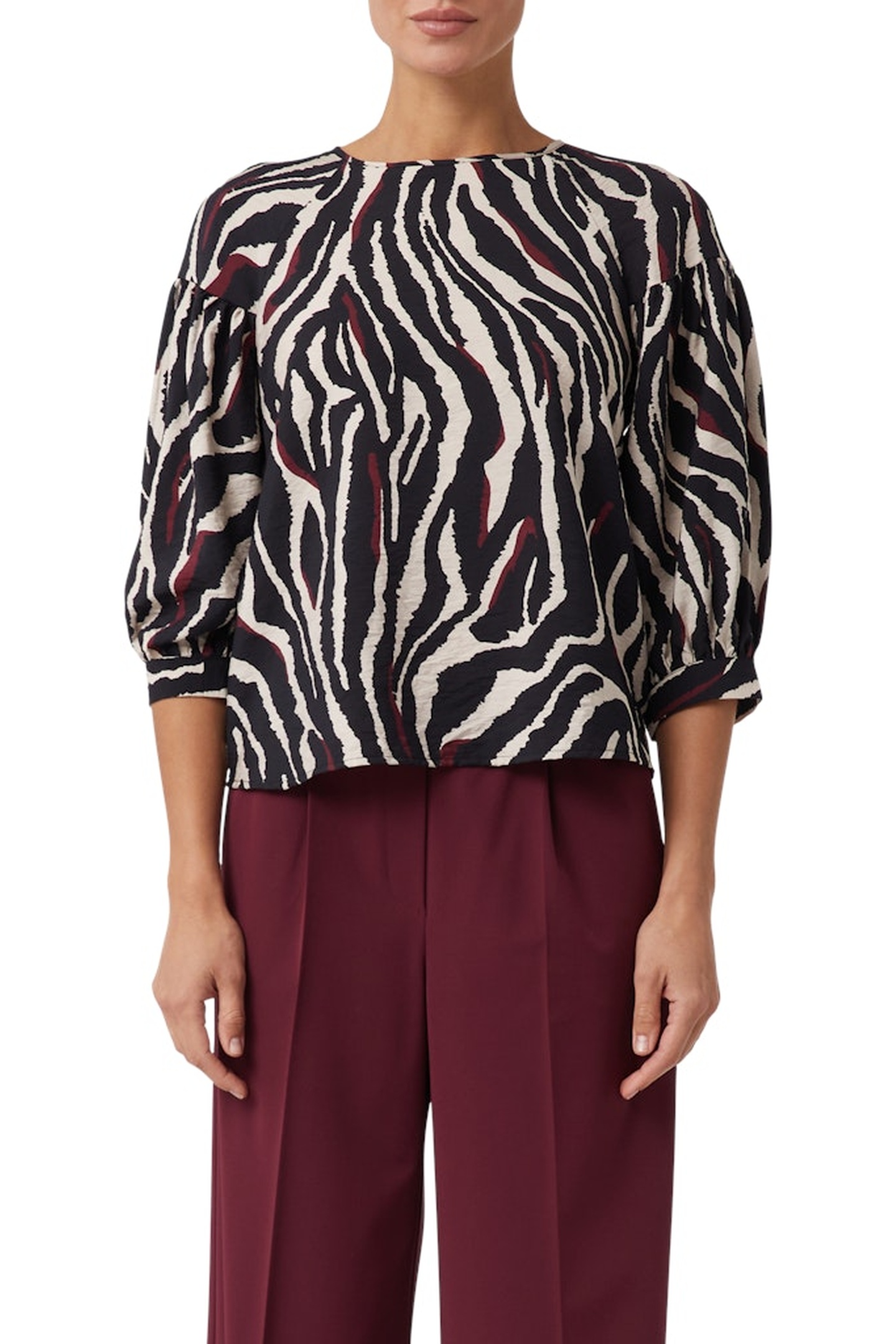 Comma Blouses Burgundy Maat: 44 | Longsleeves Outlet | Dames | Zwart