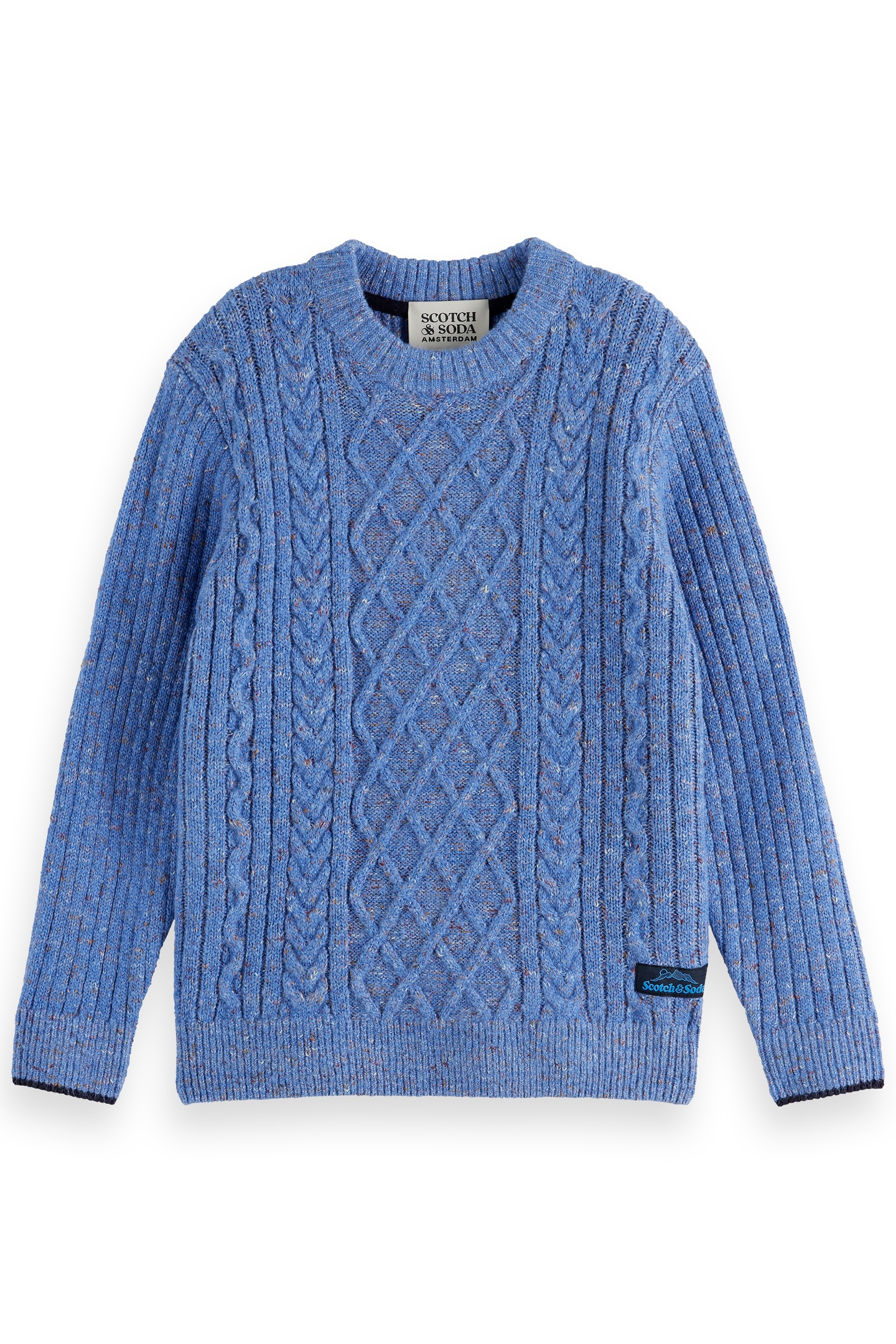 Scotch & Soda Boy Regular-fit Cable-knitted Pullover Faded Denim Melange Maat: 8 | Truien Outlet | kids | Blauw