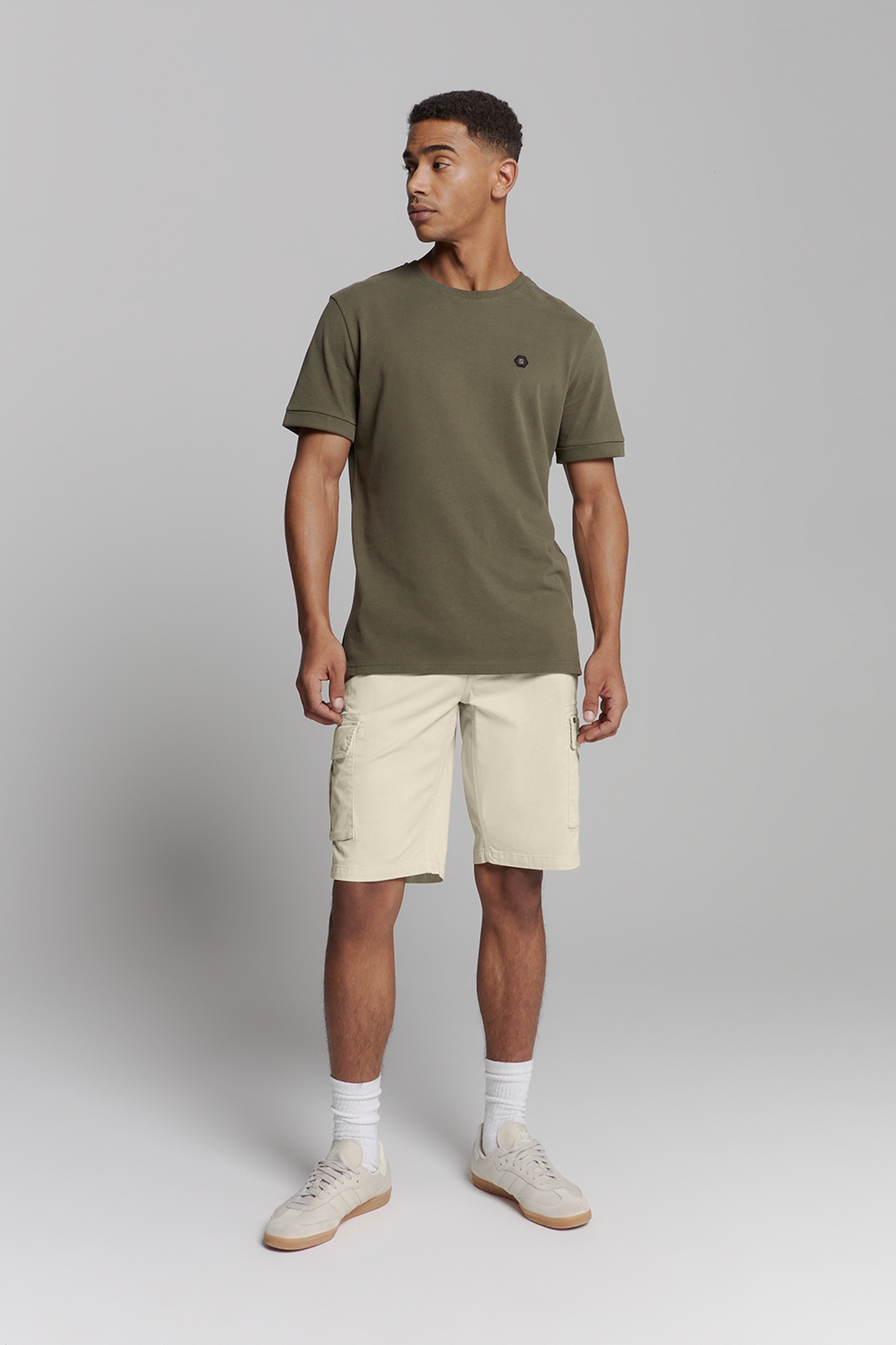 No Excess Short Cargo Garment Dyed + Stone Washed Stretch Cement Talla: W29 | Pantalones Cortos Outlet | Hombre