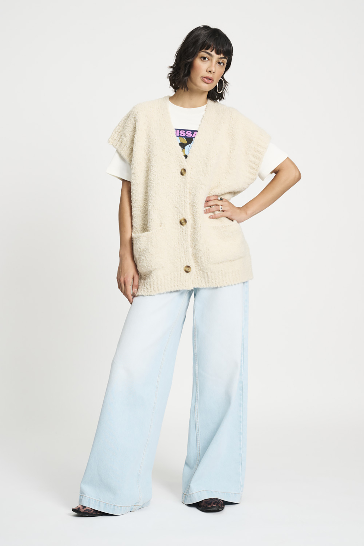 POM Amsterdam Cardigan - Le Blanc White Maat: 40 | Gilets Outlet | Dames | Beige
