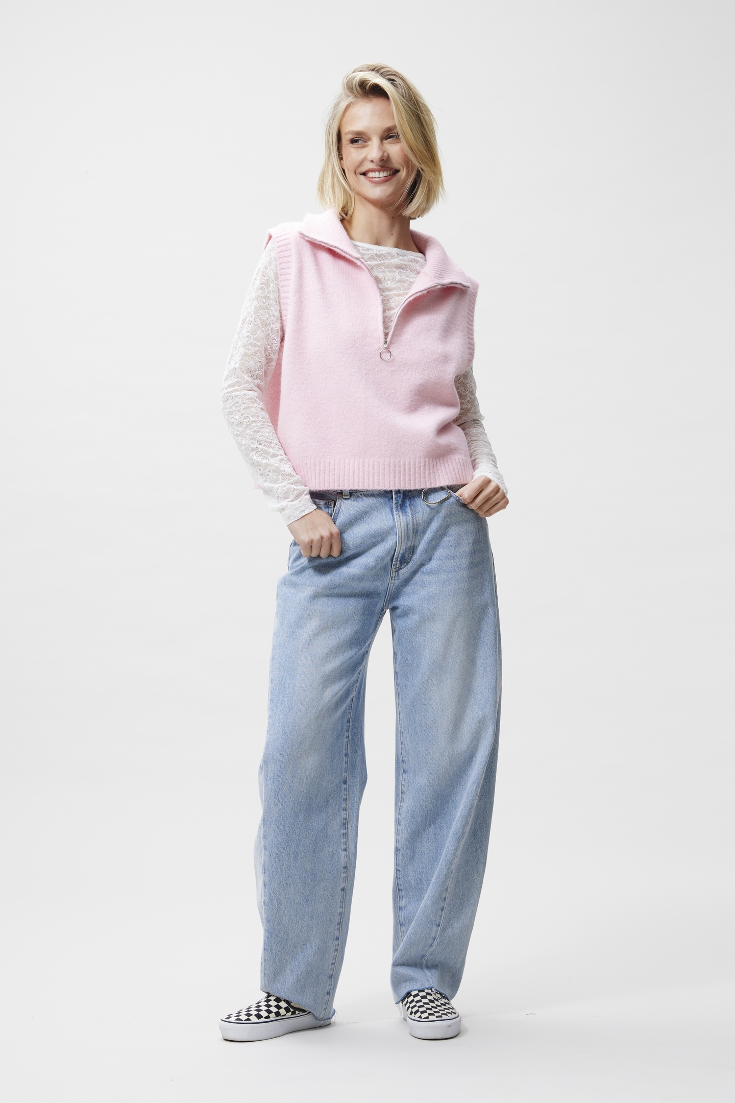 Catwalk Junkie Half Zip Vest Fairy Tale Maat: 40 | Sweaters Outlet | Dames | Roze