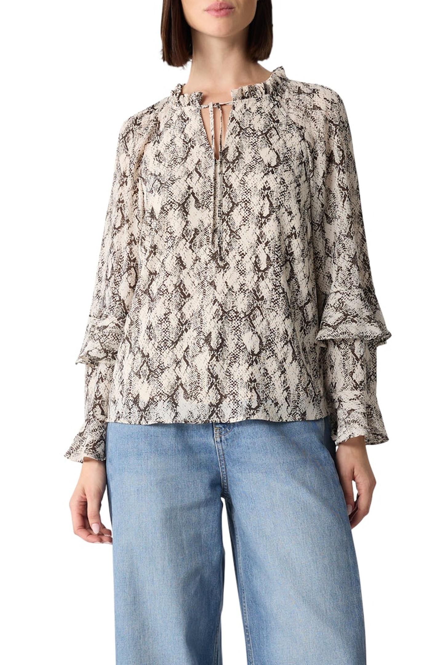 Comma Blouses Grey/black Maat: 44 | Longsleeves Outlet | Dames | Zwart